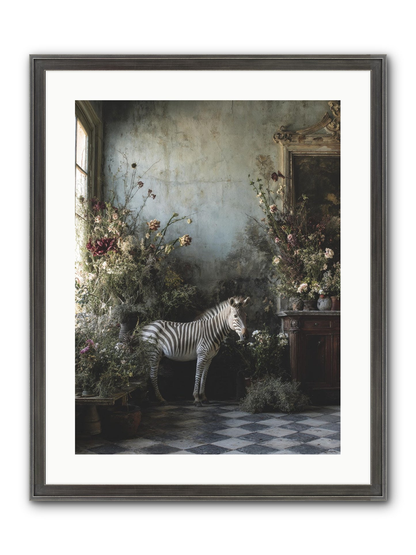 Living Among Petals Framed Print - Slimwoods Black/Silver 18x24