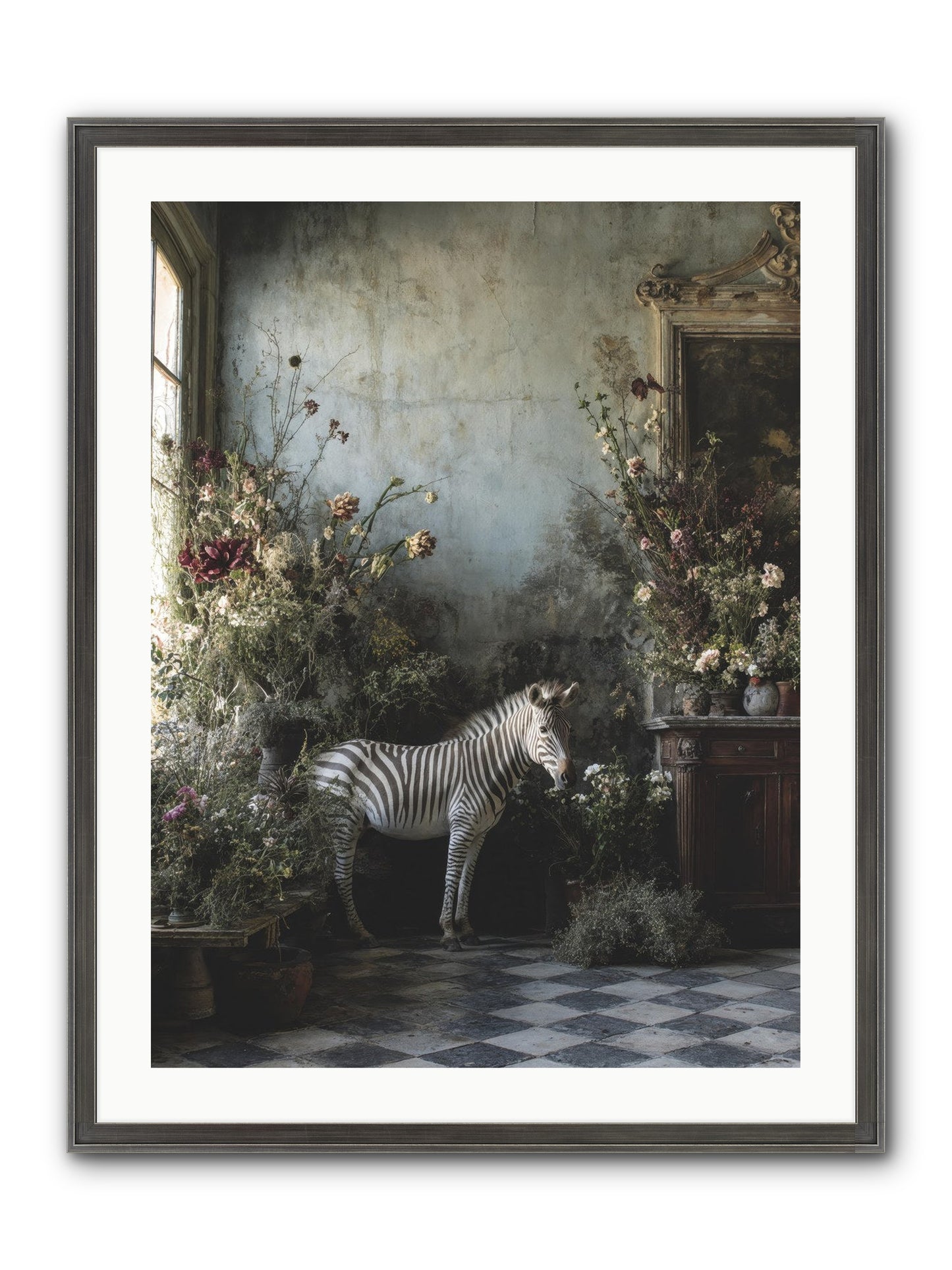 Living Among Petals Framed Print - Slimwoods Black/Silver 24x32