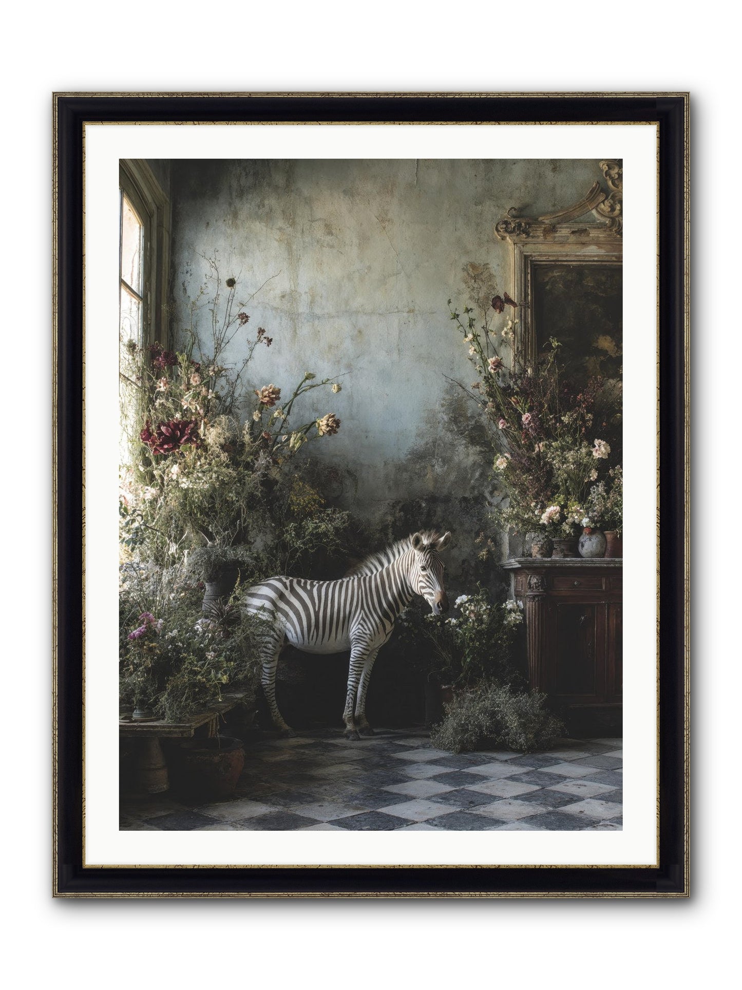 Living Among Petals Framed Print - Black & Gold 30x40