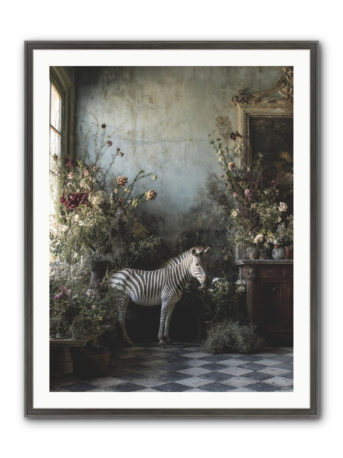 Living Among Petals Framed Print - Slimwoods Black/Silver 30x40