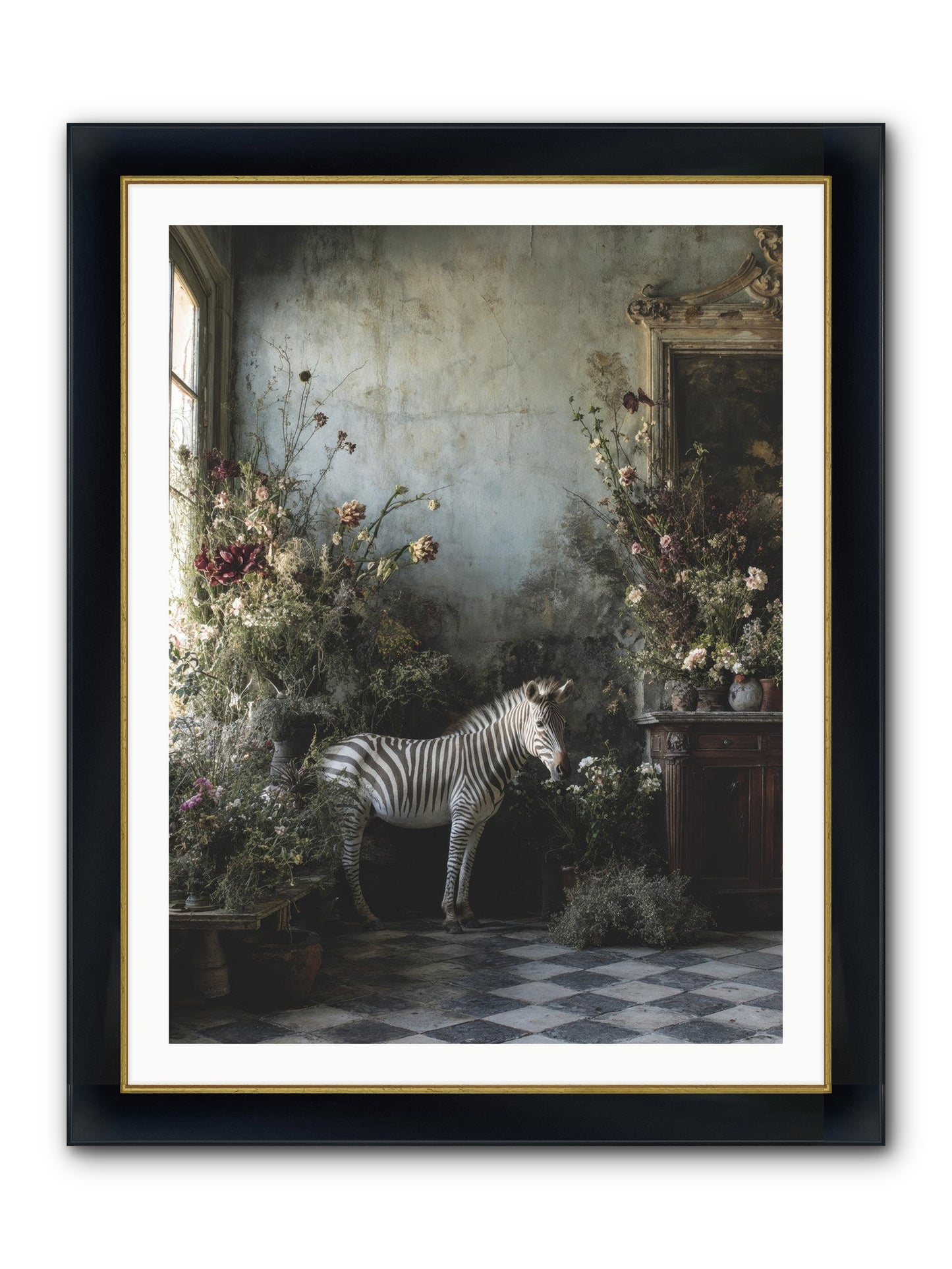 Living Among Petals Framed Print - Wide Black w/Gold 30x40