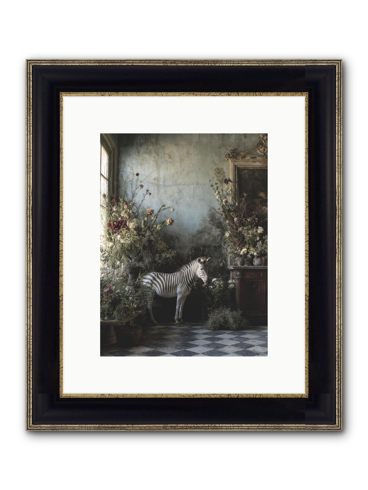 Living Among Petals Framed Print - Black & Gold 9x12