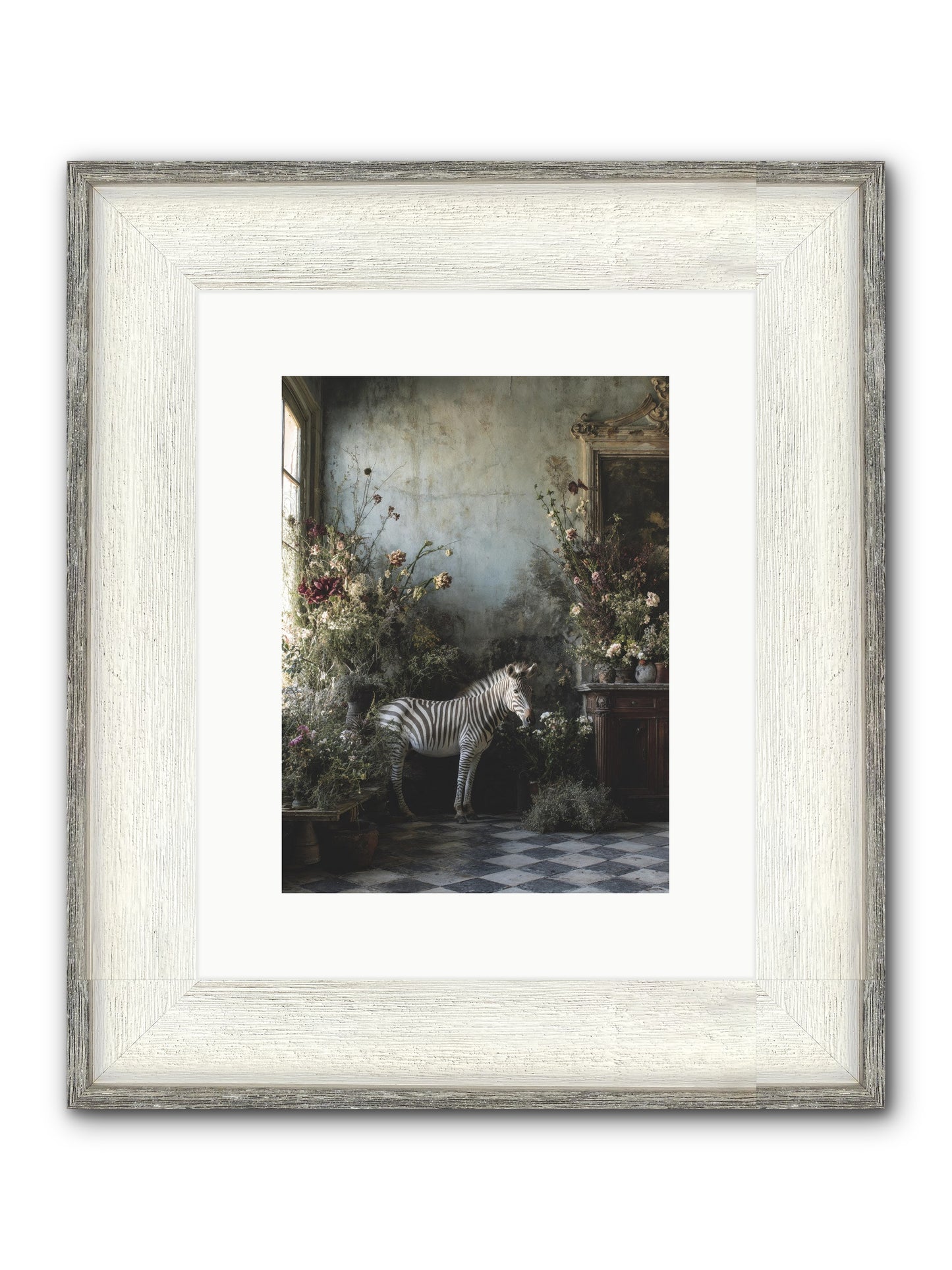 Living Among Petals Framed Print - Driftwood White 9x12