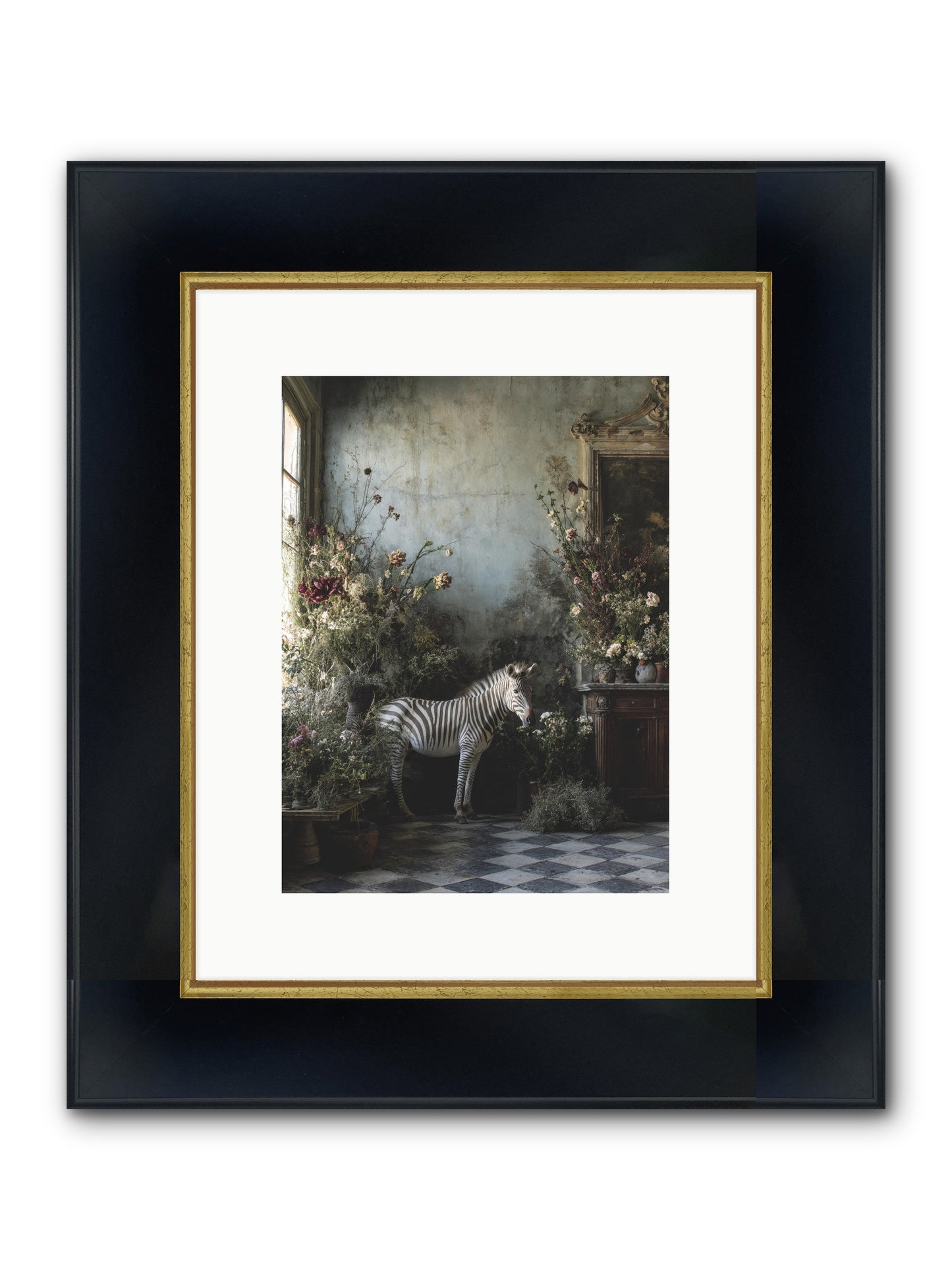 Living Among Petals Framed Print - Wide Black w/Gold 9x12