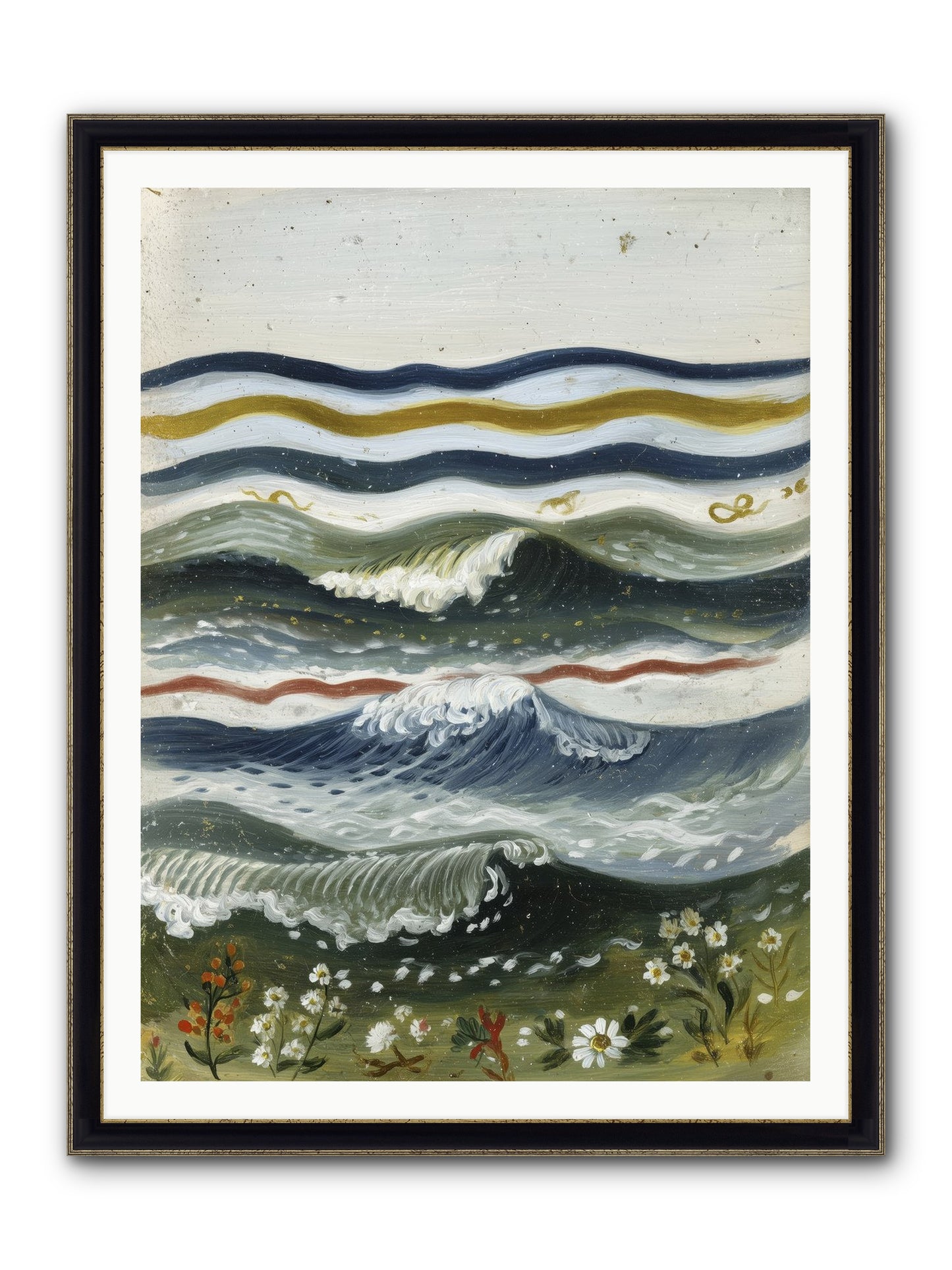 Living Tapestry Framed Print - Black & Gold 36x48