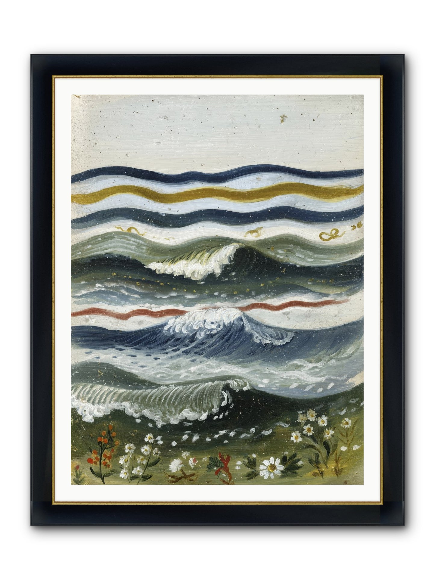 Living Tapestry Framed Print - Wide Black w/Gold 36x48