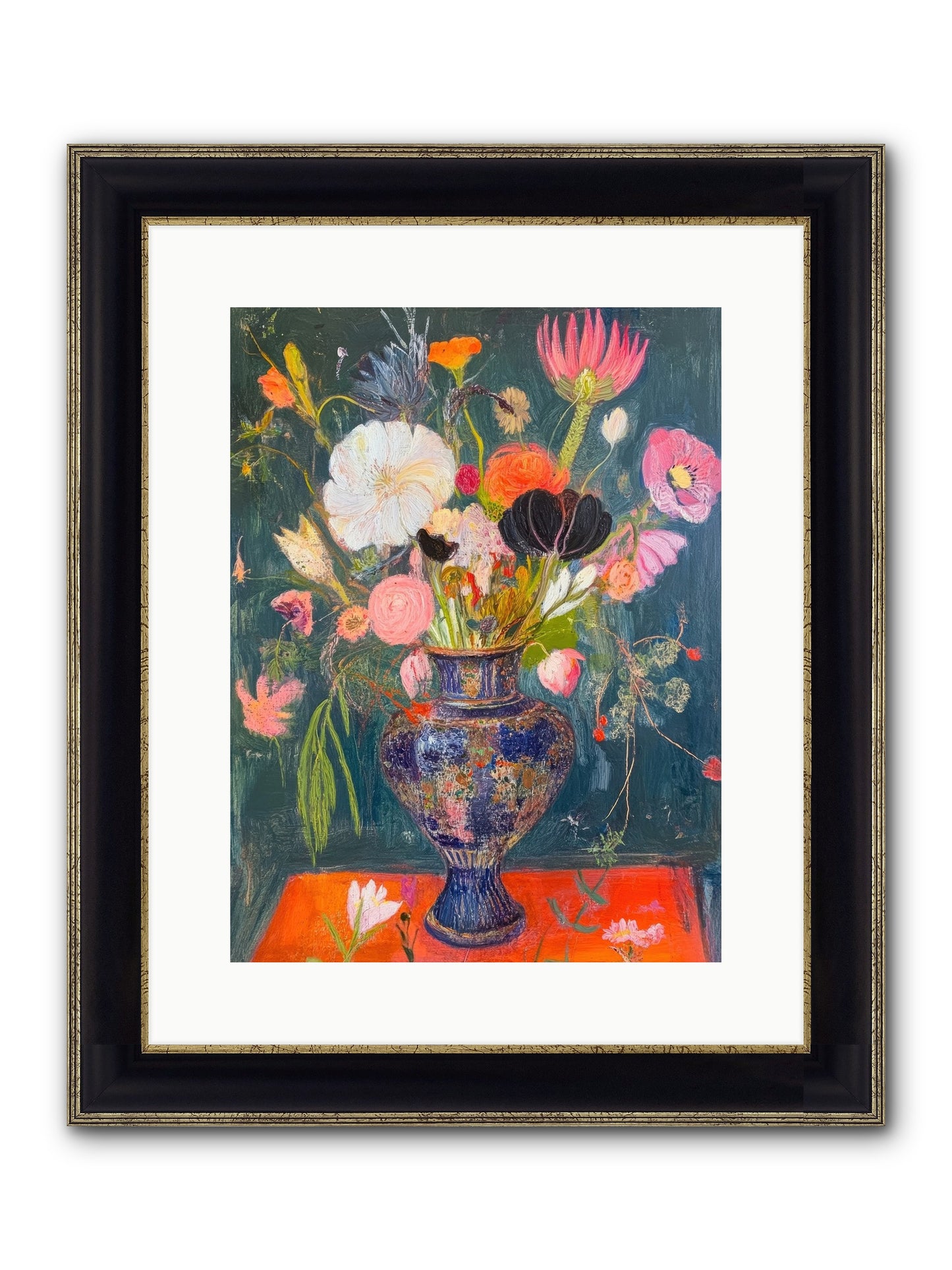 Loire Valley Blooms Framed Print - Black & Gold 12x16