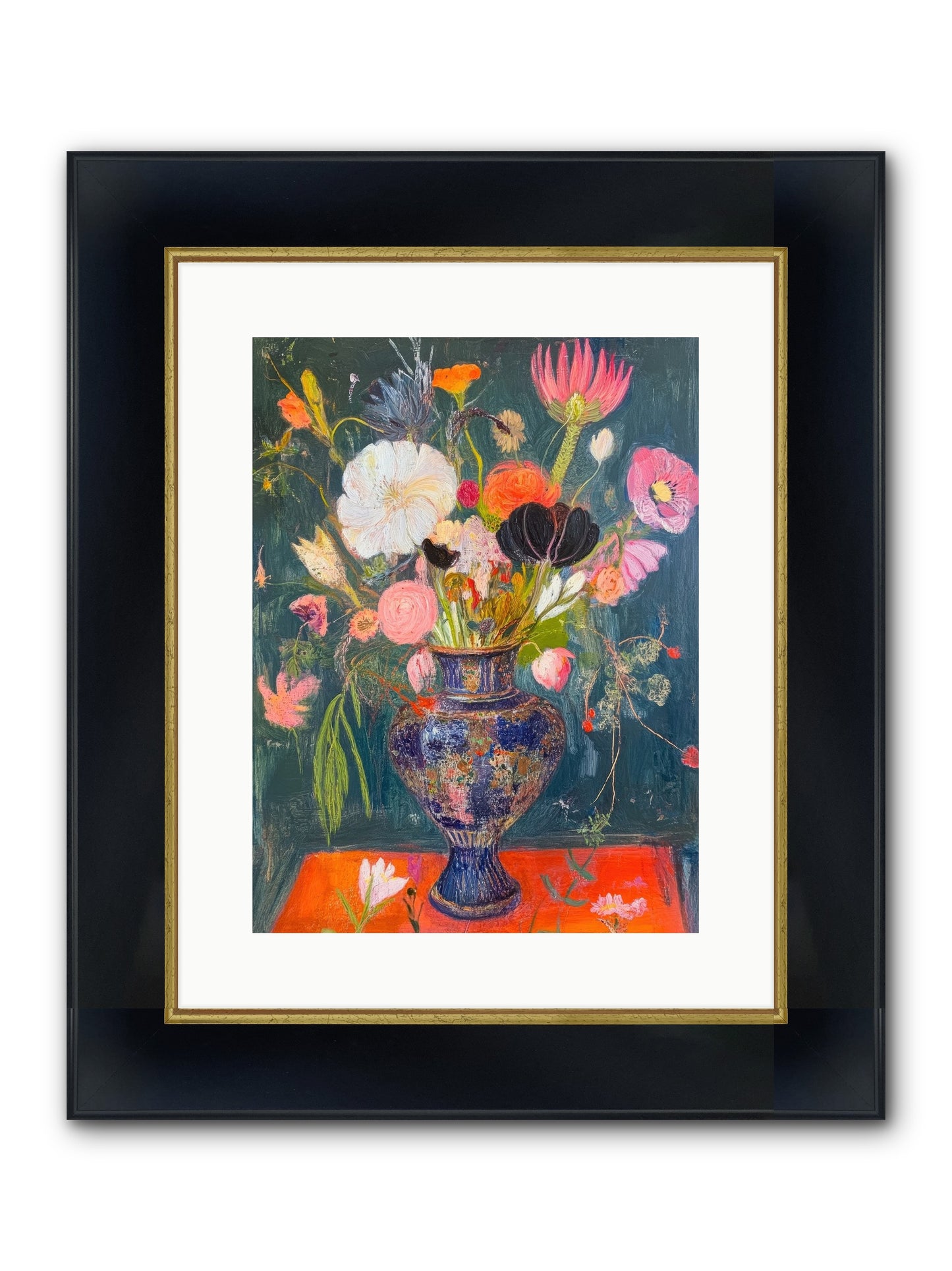 Loire Valley Blooms Framed Print - Wide Black w/Gold 12x16
