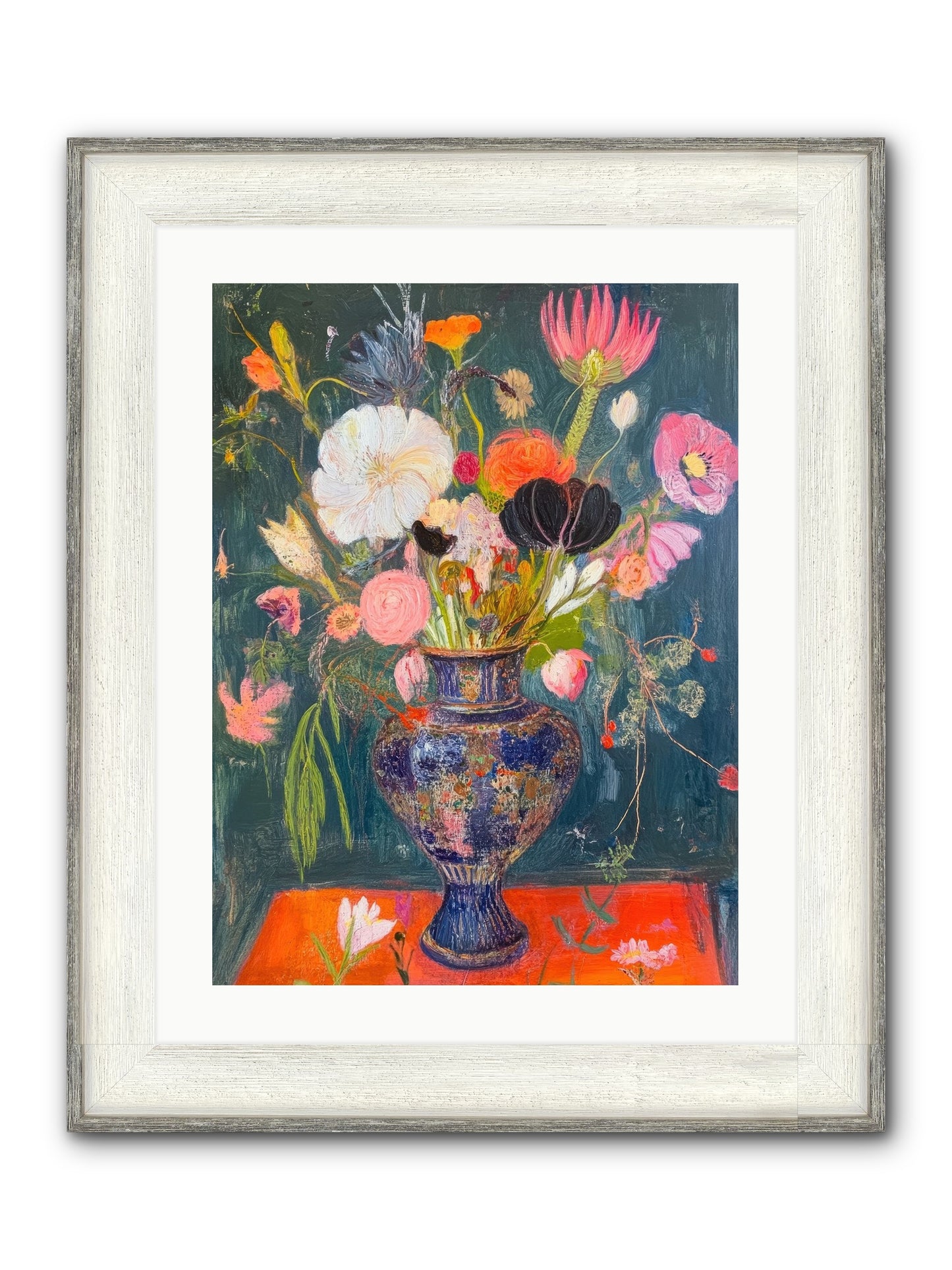 Loire Valley Blooms Framed Print - Driftwood White 18x24