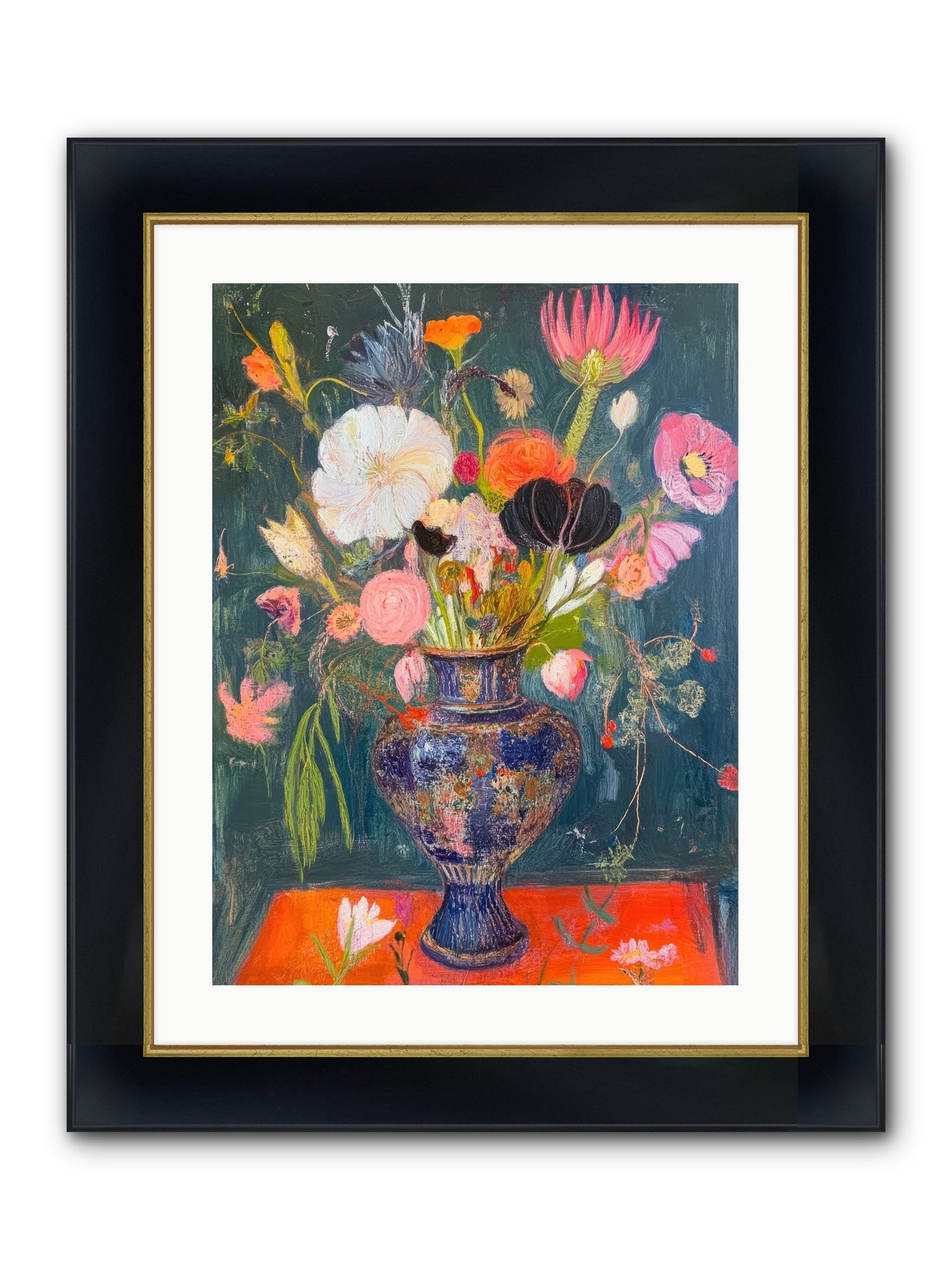 Loire Valley Blooms Framed Print - Wide Black w/Gold 18x24
