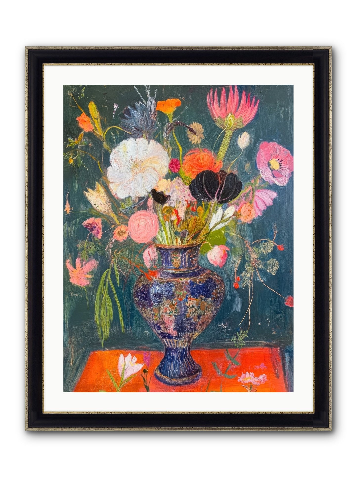 Loire Valley Blooms Framed Print - Black & Gold 24x32
