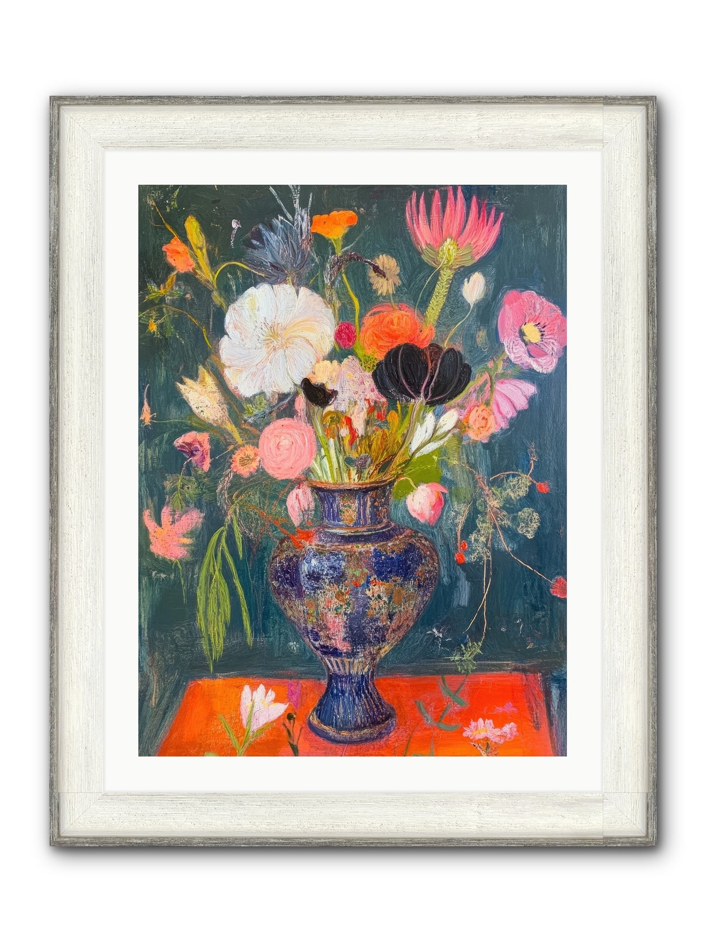 Loire Valley Blooms Framed Print - Driftwood White 24x32