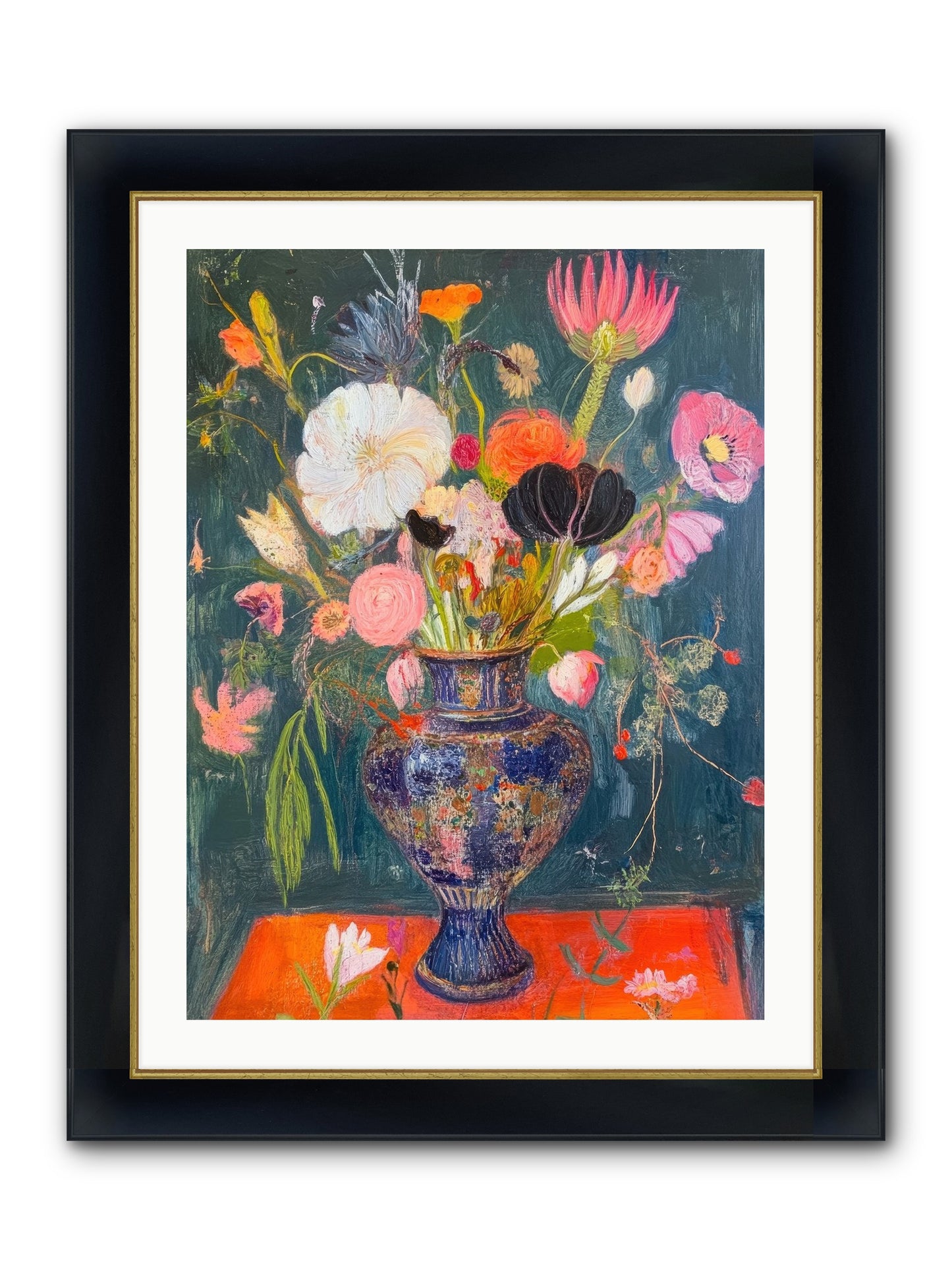 Loire Valley Blooms Framed Print - Wide Black w/Gold 24x32