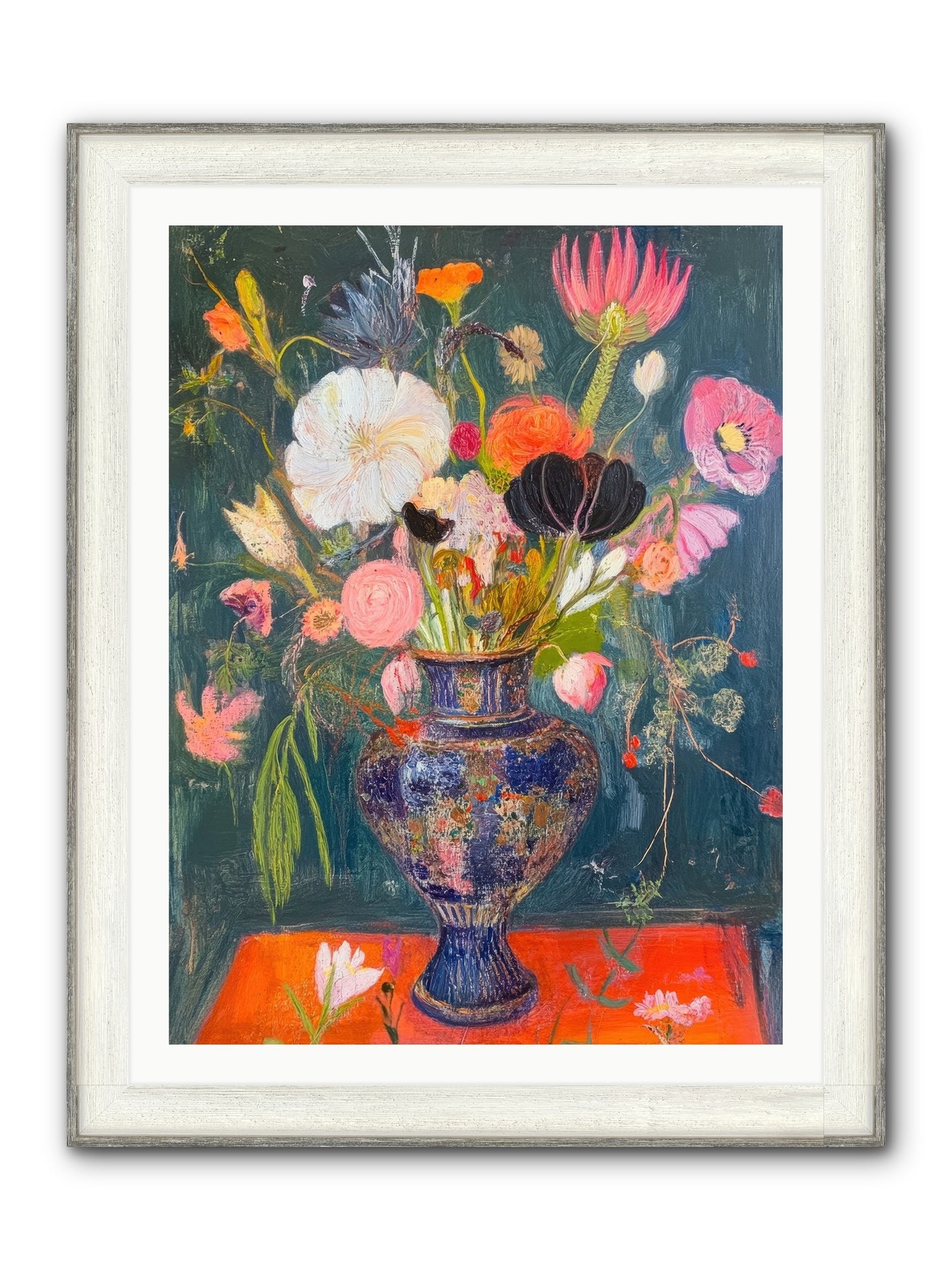 Loire Valley Blooms Framed Print - Driftwood White 30x40