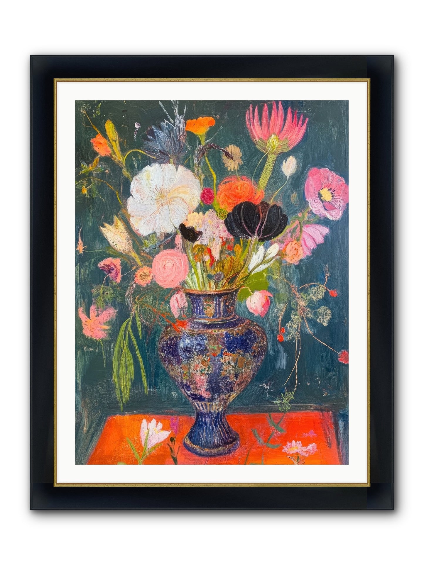 Loire Valley Blooms Framed Print - Wide Black w/Gold 30x40