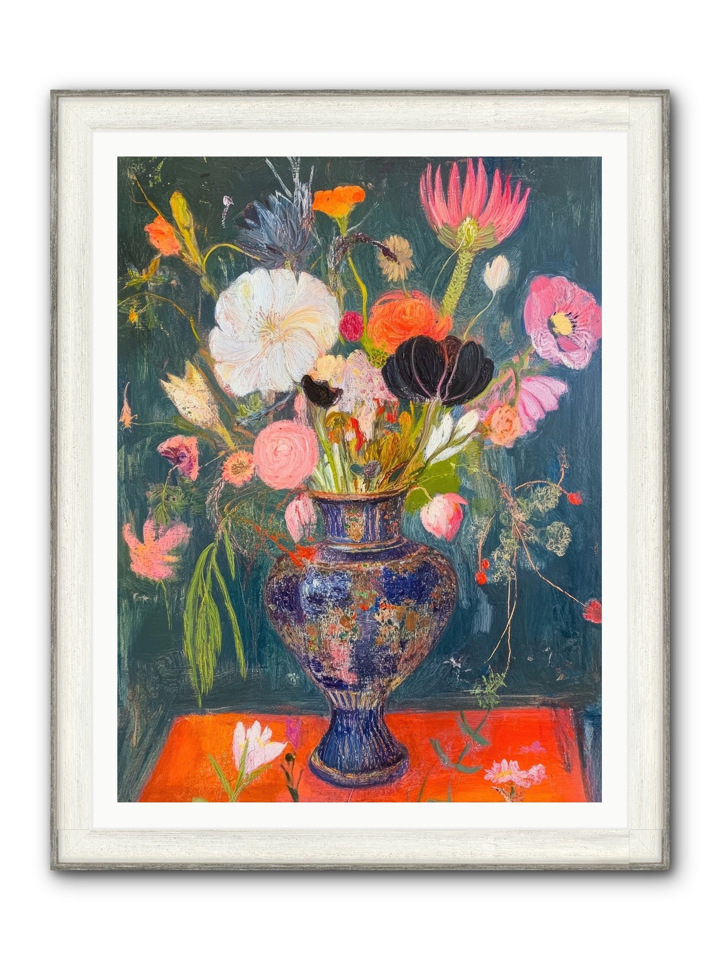 Loire Valley Blooms Framed Print - Driftwood White 36x48
