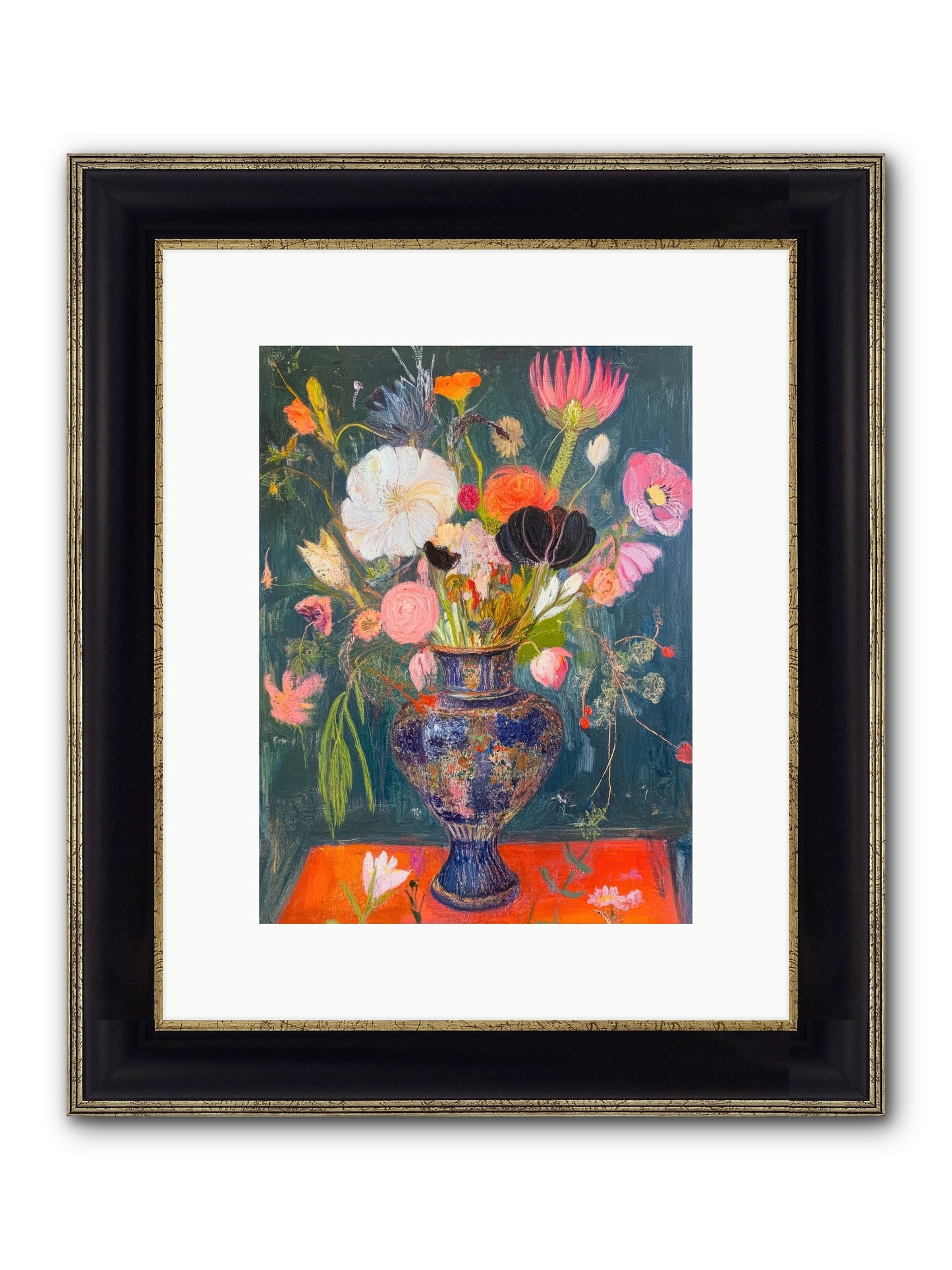 Loire Valley Blooms Framed Print - Black & Gold 9x12