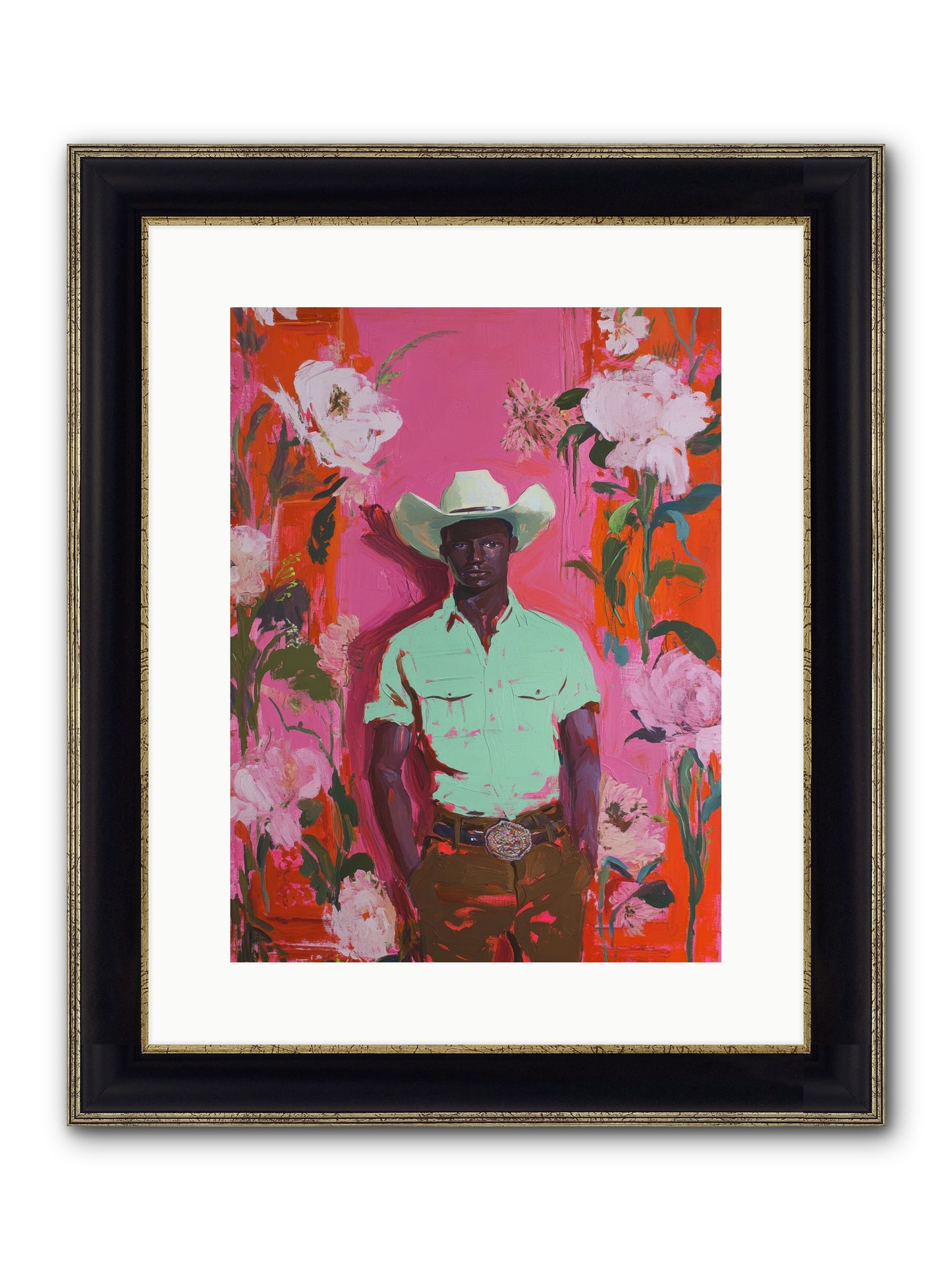 Lone Mesa Framed Print - Black & Gold 12x16