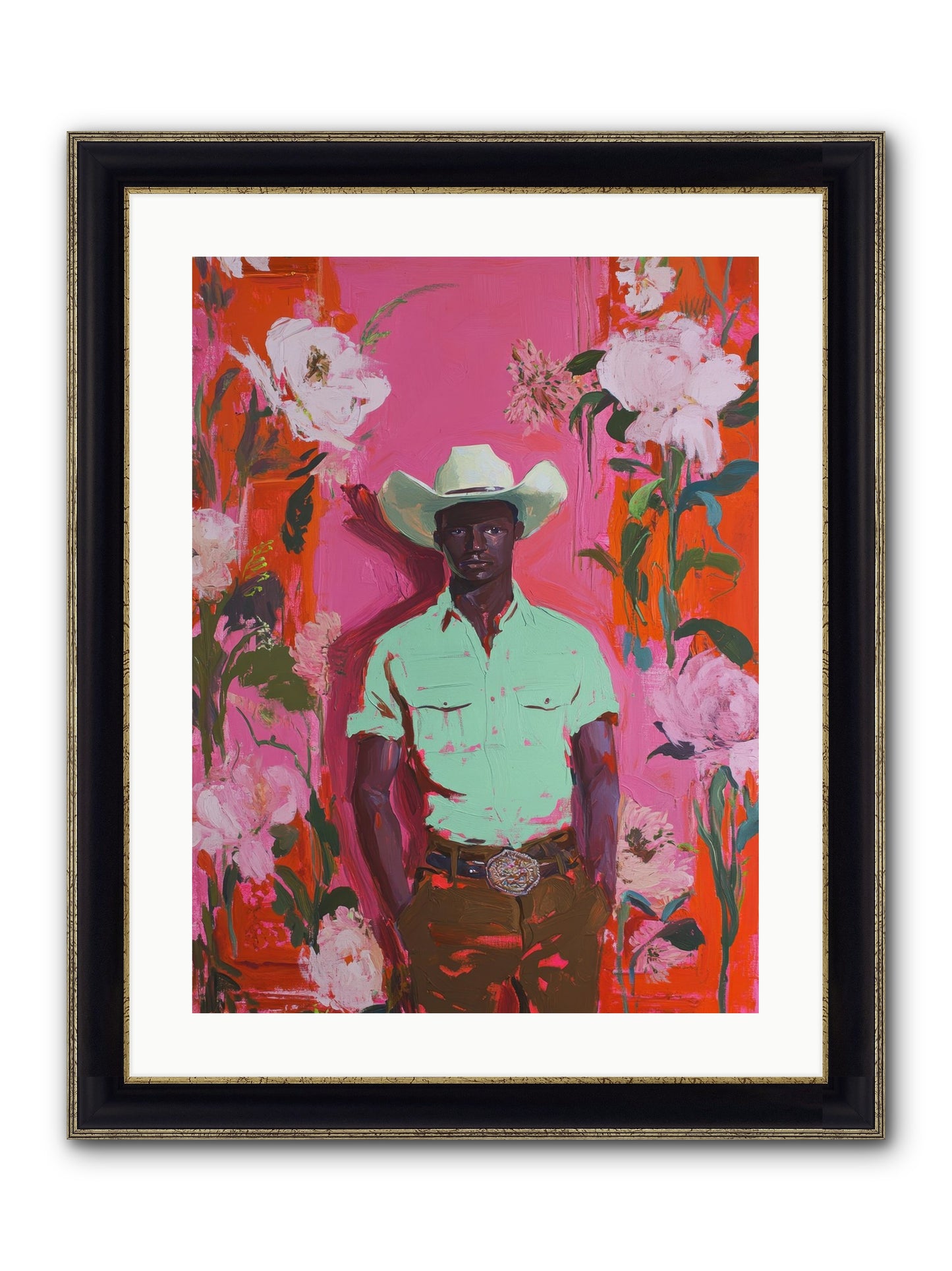 Lone Mesa Framed Print - Black & Gold 18x24