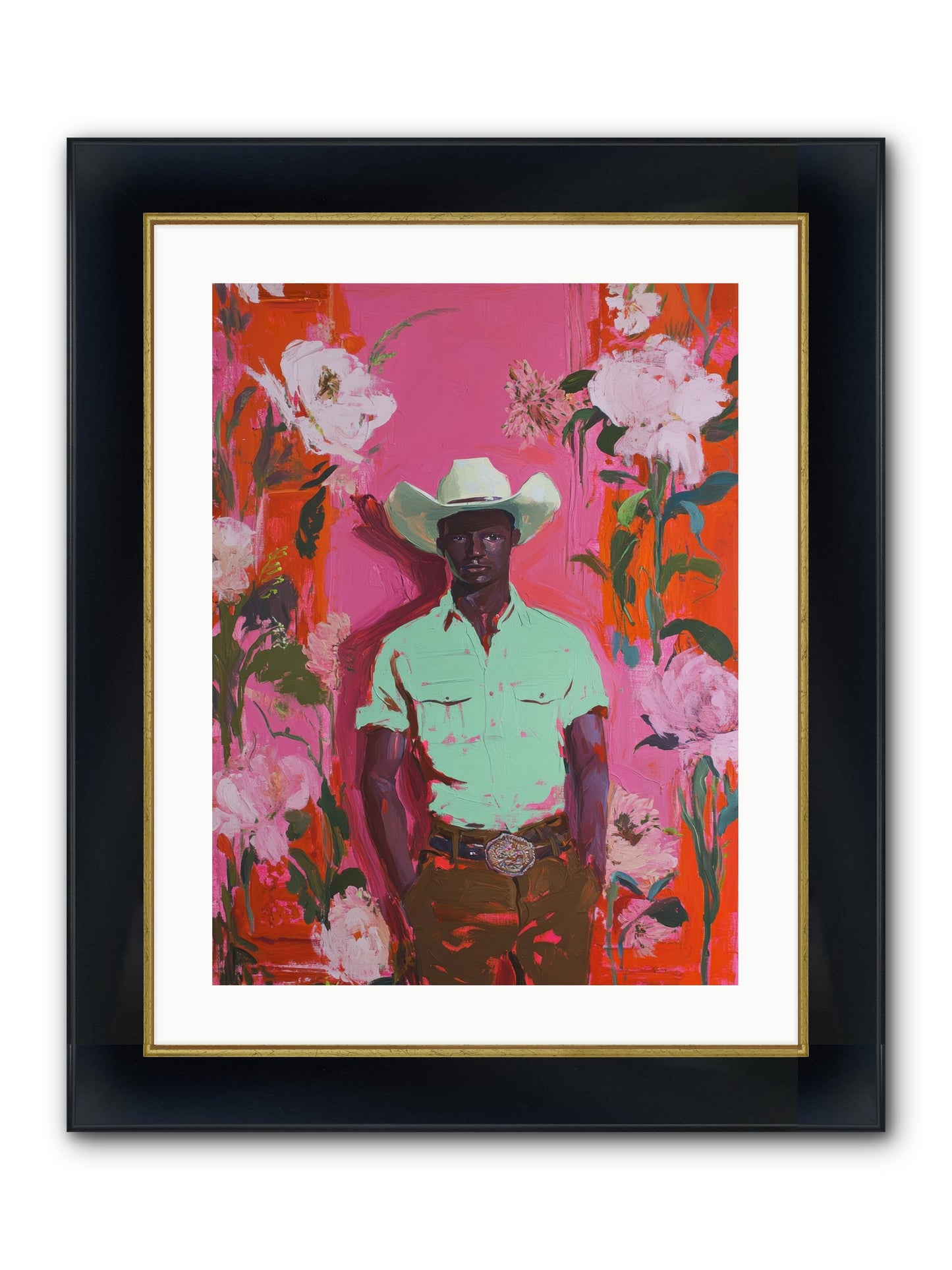 Lone Mesa Framed Print - Wide Black w/Gold 18x24