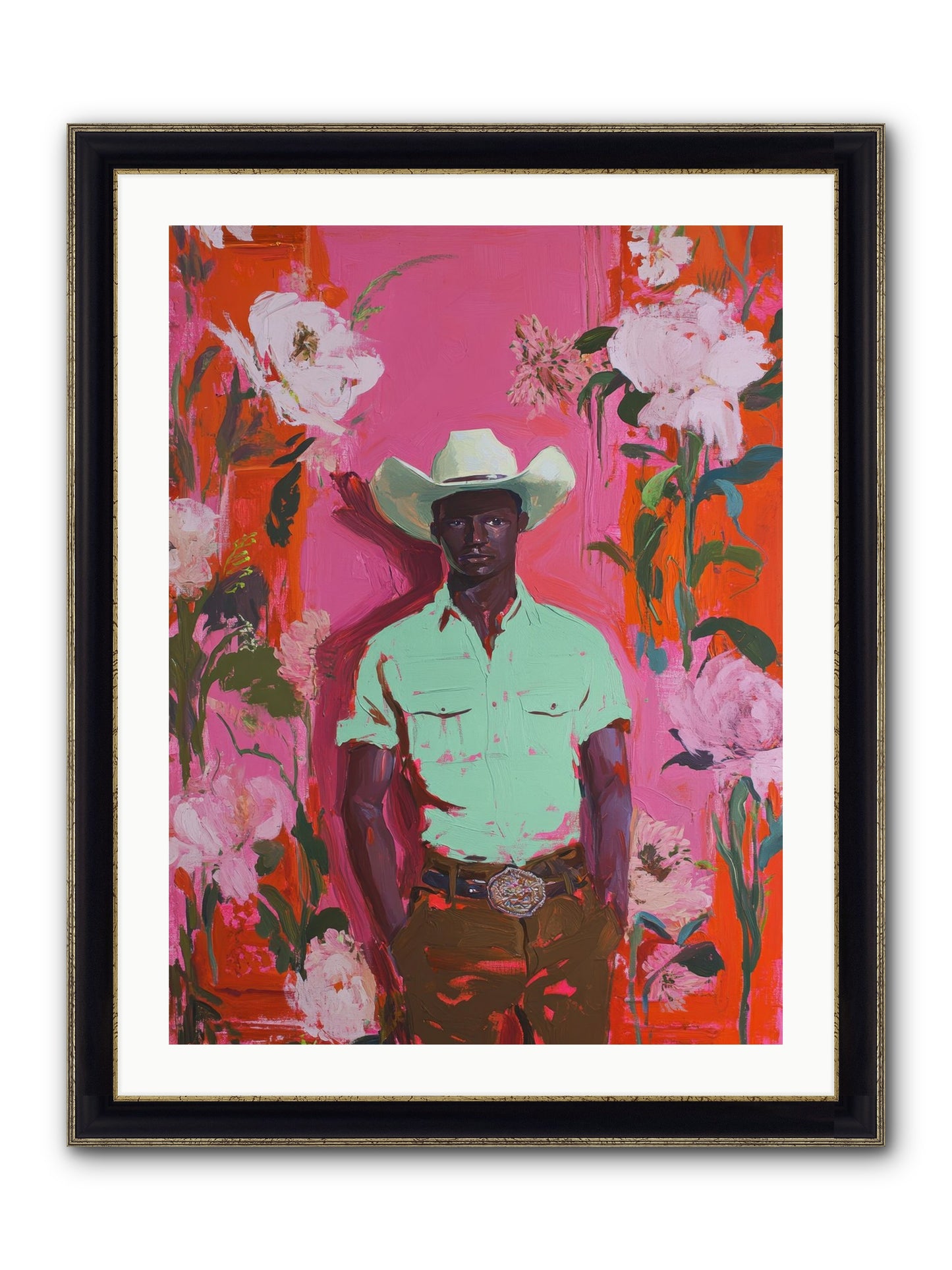 Lone Mesa Framed Print - Black & Gold 24x32