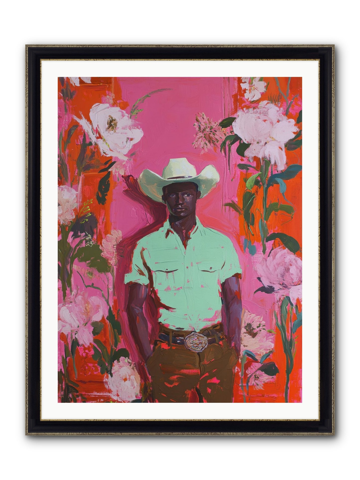 Lone Mesa Framed Print - Black & Gold 30x40