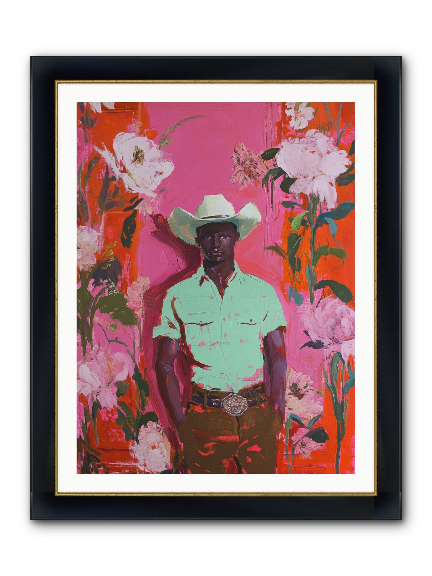 Lone Mesa Framed Print - Wide Black w/Gold 30x40