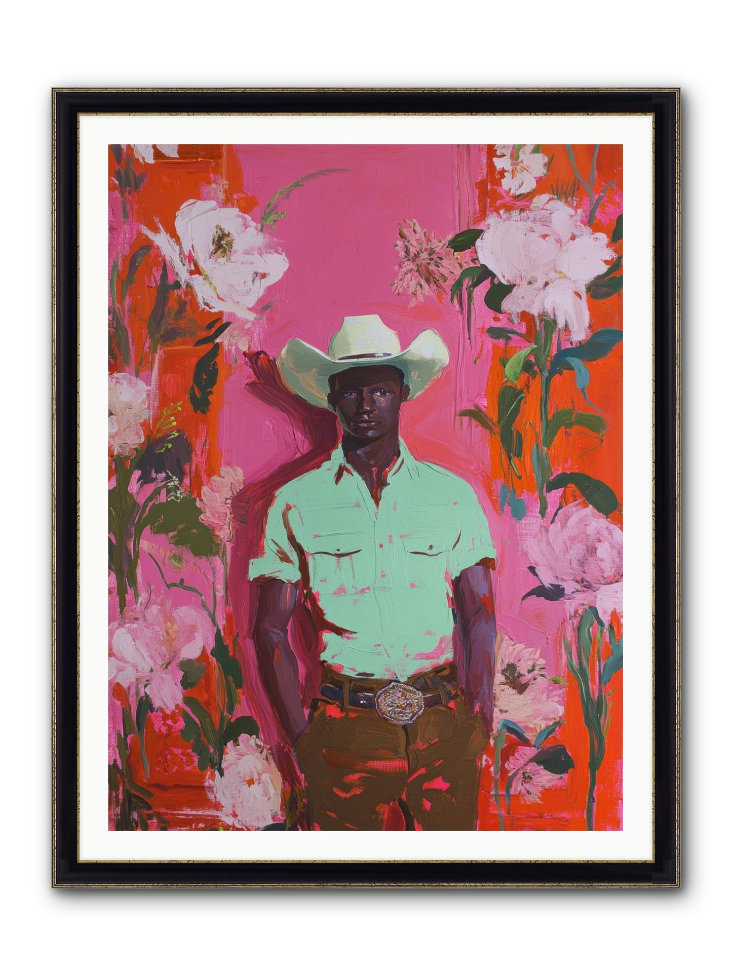 Lone Mesa Framed Print - Black & Gold 36x48
