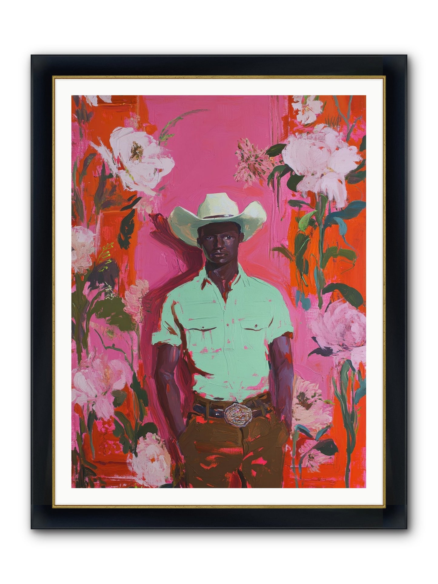 Lone Mesa Framed Print - Wide Black w/Gold 36x48
