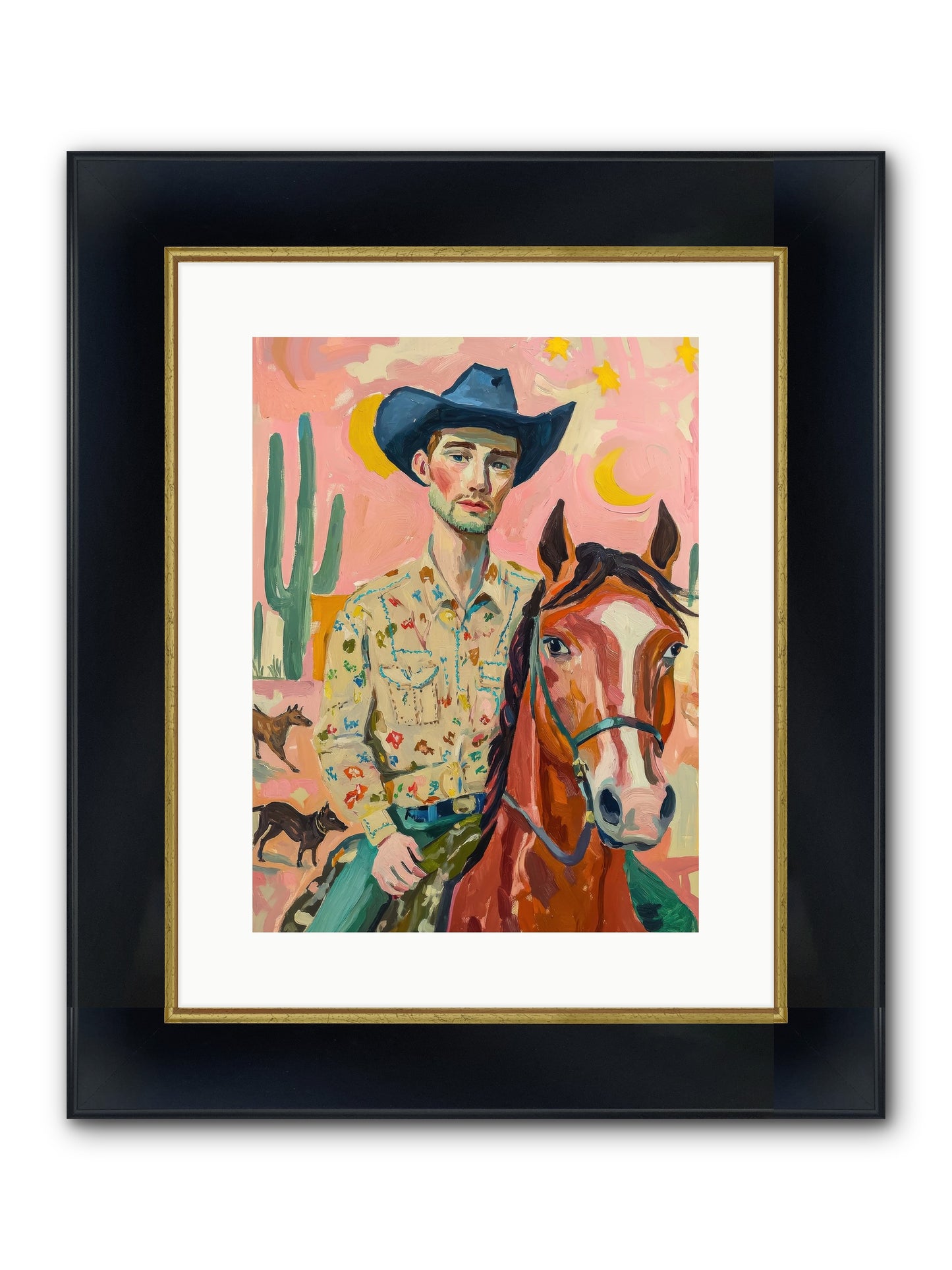 Lone Star Horizon Framed Print - Wide Black w/Gold 12x16