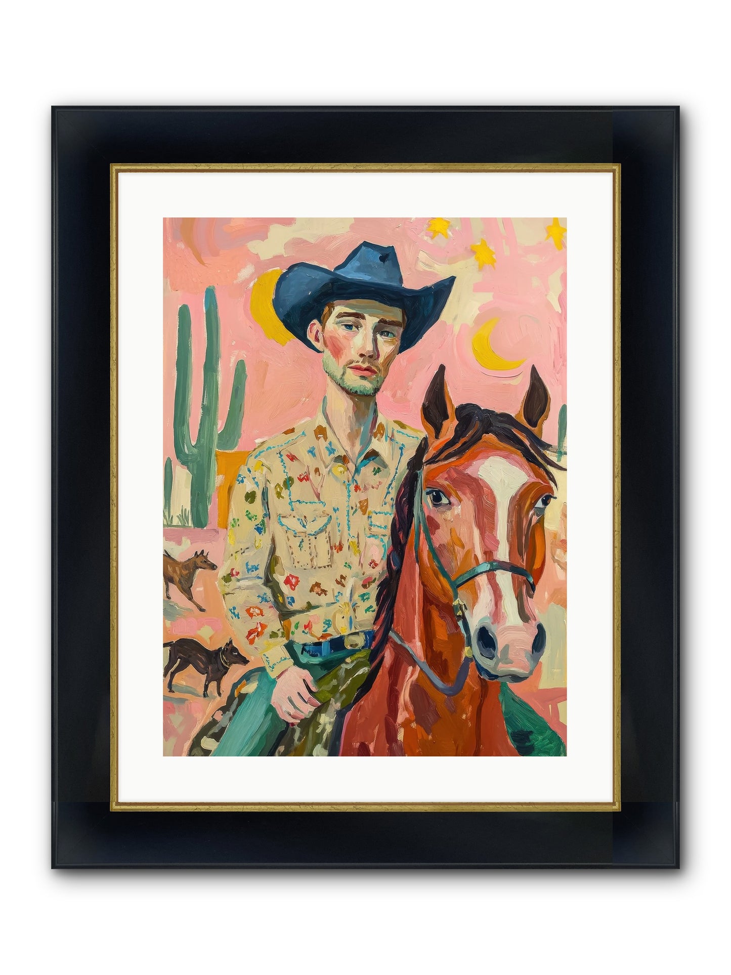 Lone Star Horizon Framed Print - Wide Black w/Gold 18x24