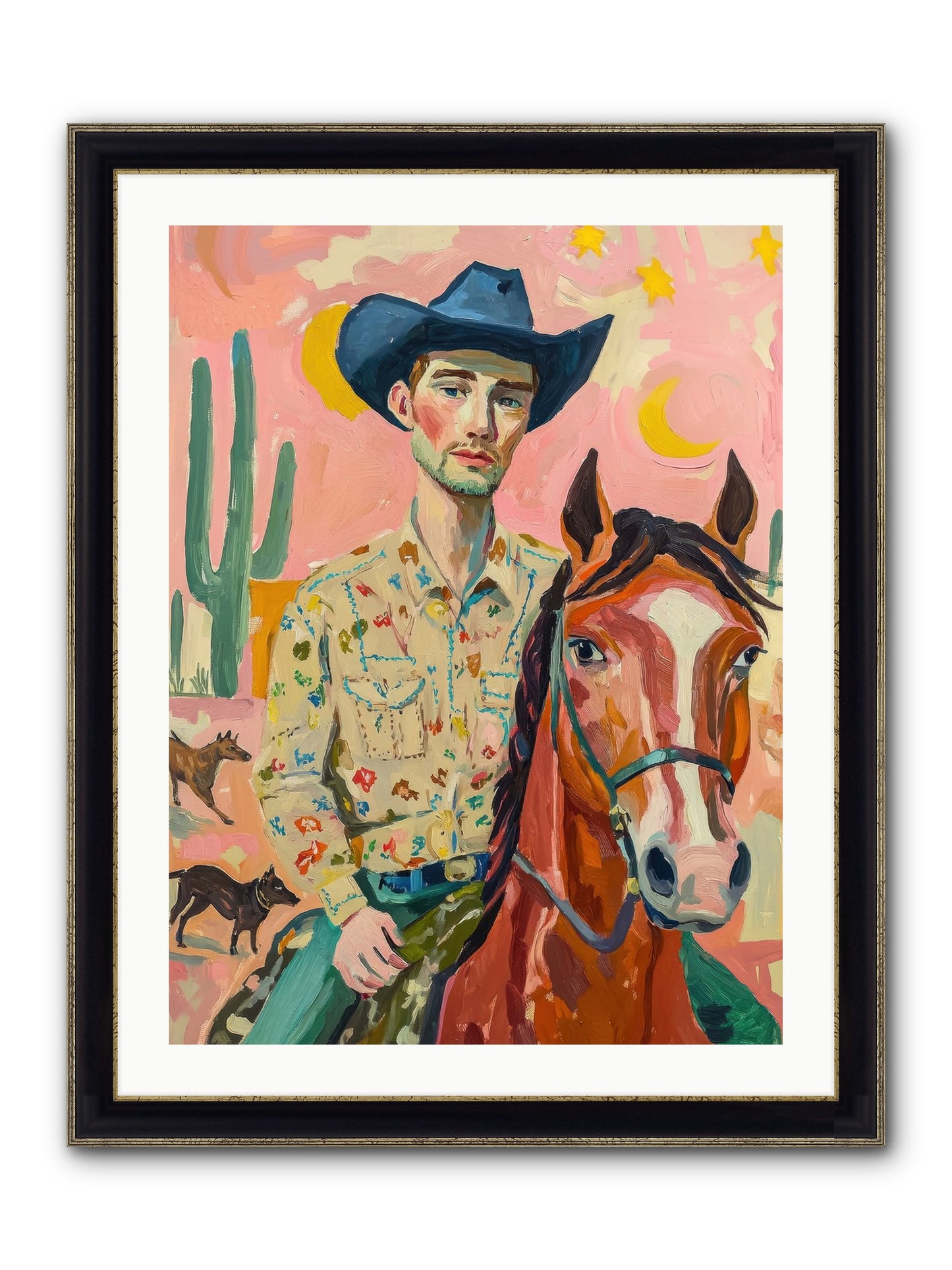 Lone Star Horizon Framed Print - Black & Gold 24x32