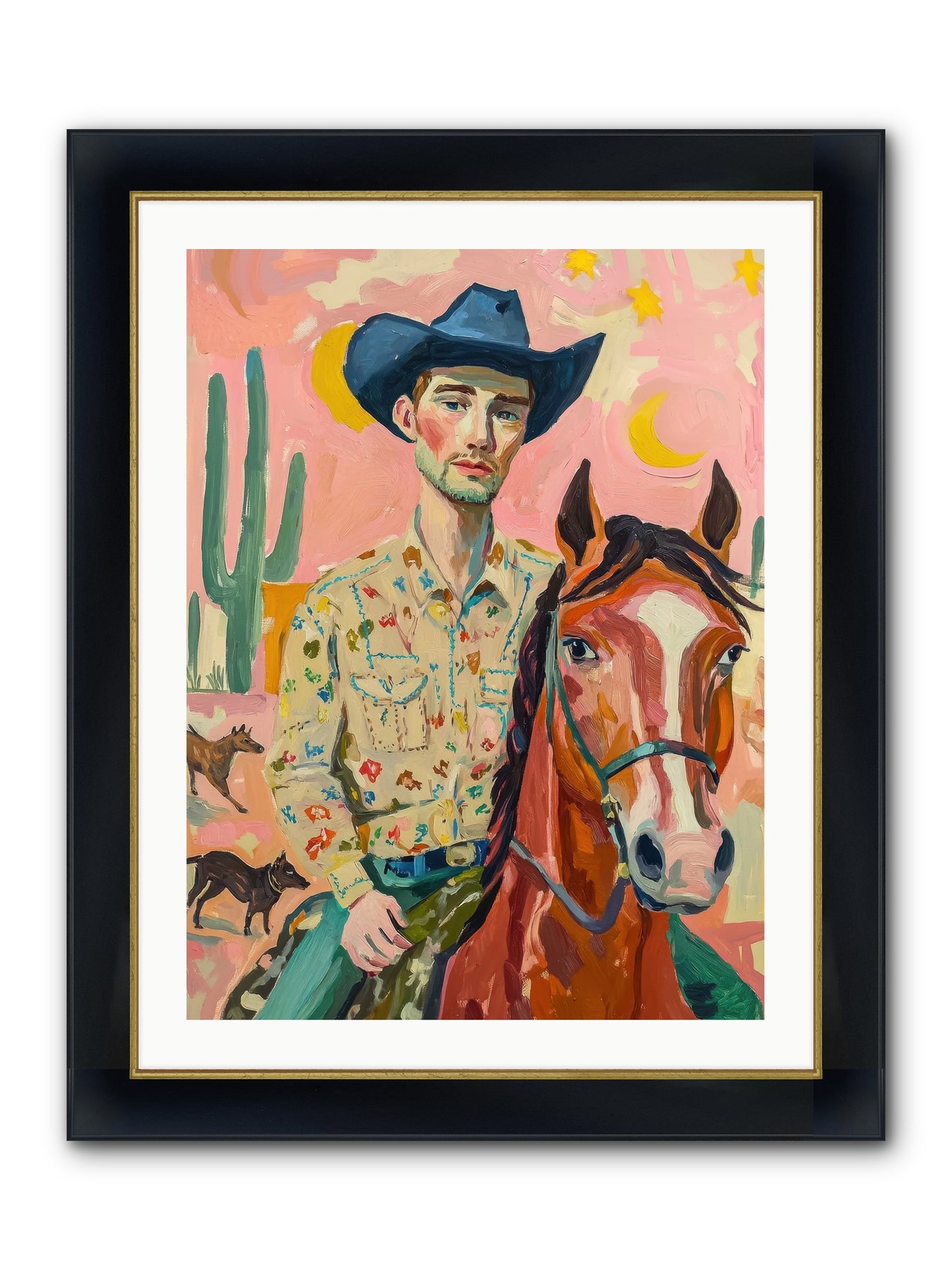 Lone Star Horizon Framed Print - Wide Black w/Gold 24x32