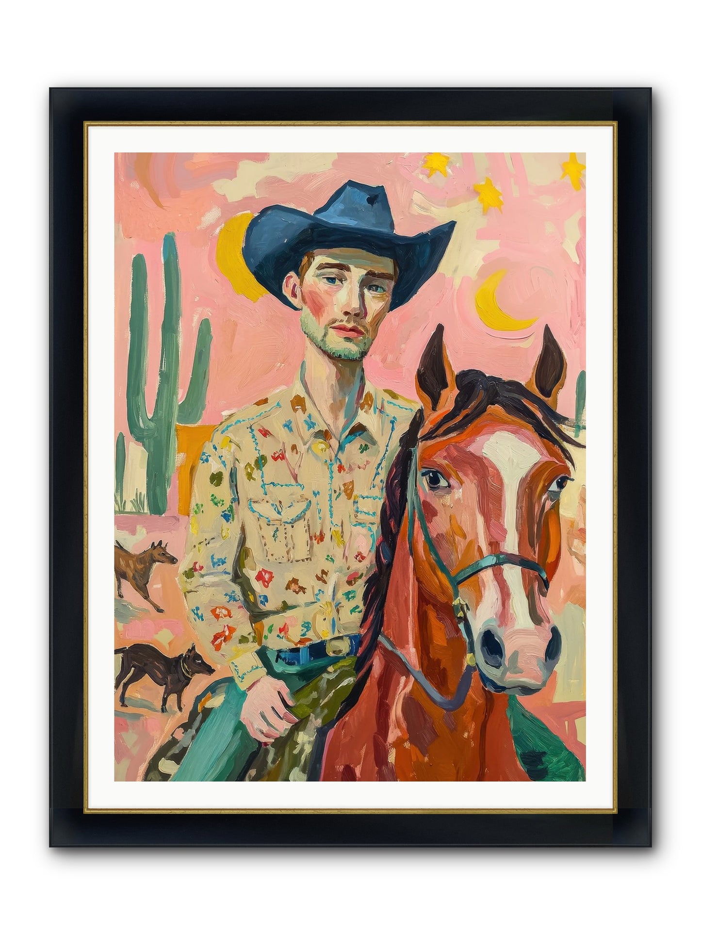 Lone Star Horizon Framed Print - Wide Black w/Gold 36x48