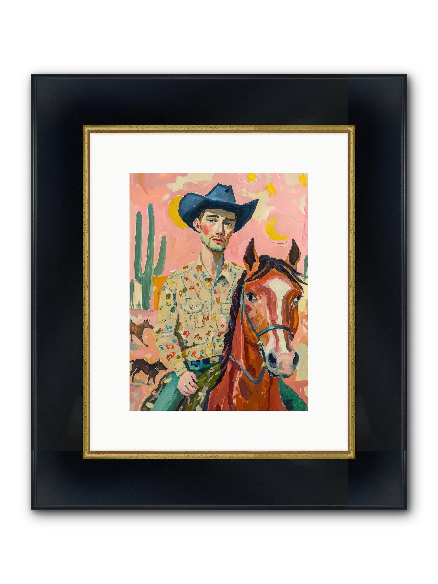 Lone Star Horizon Framed Print - Wide Black w/Gold 9x12
