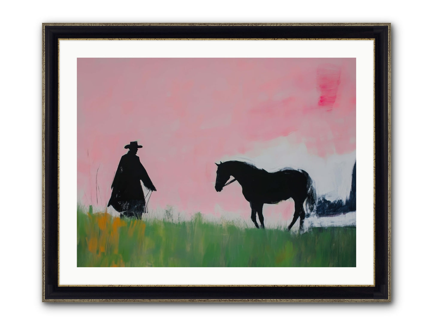 Lonesome Dove Crossing No.2 Framed Print - Black & Gold 32x24