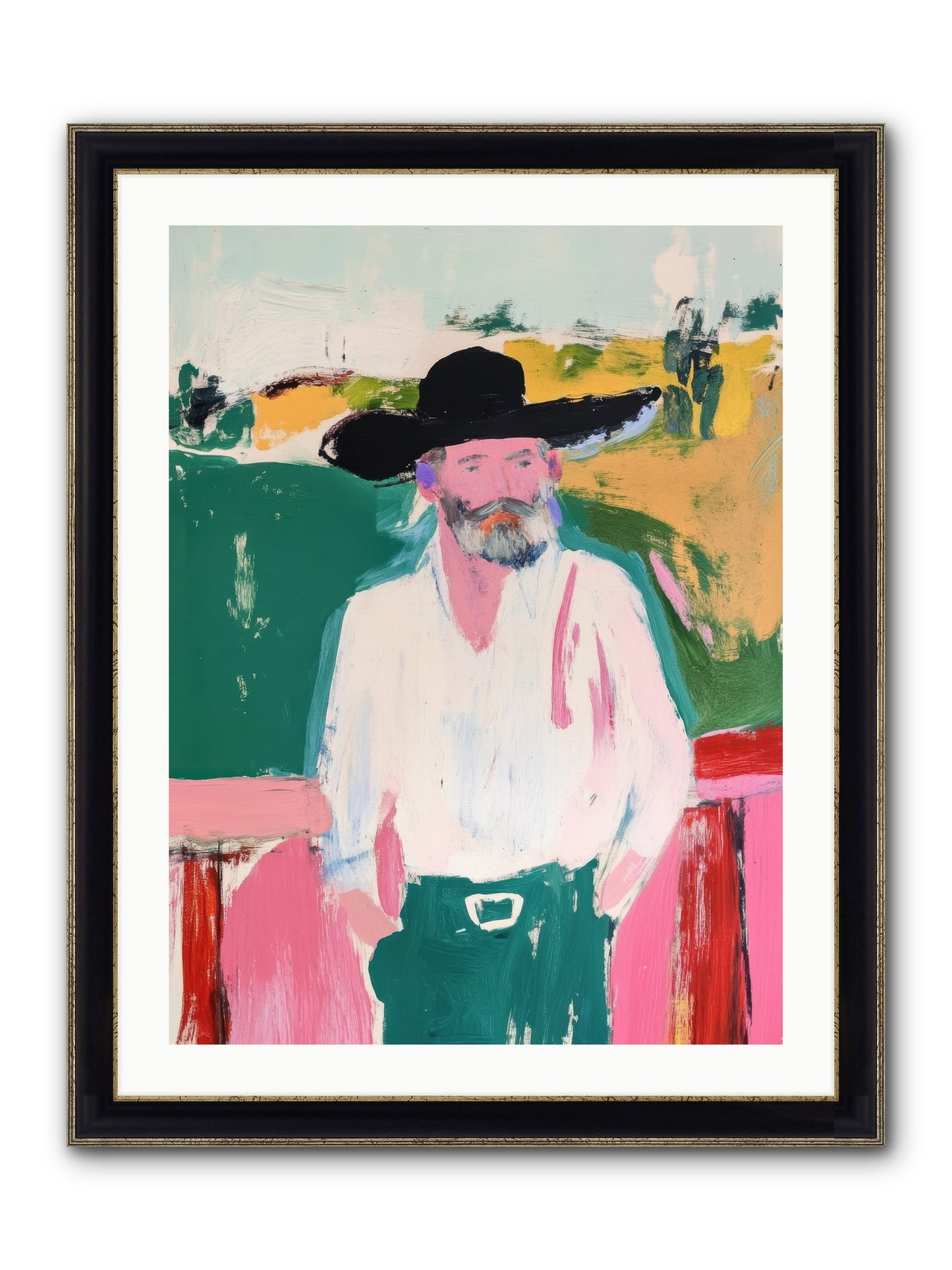 Longhorn Country Framed Print - Black & Gold 24x32