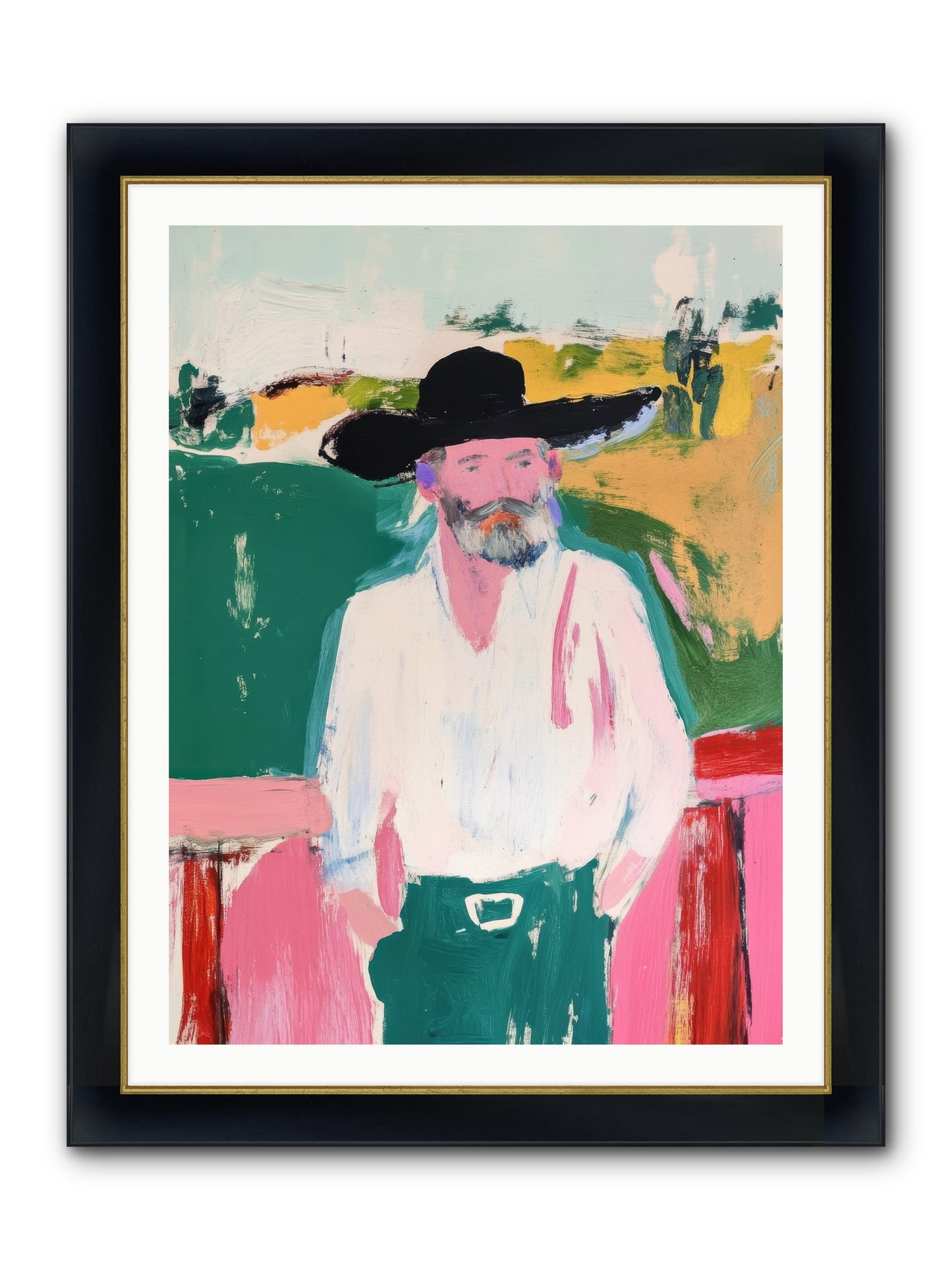 Longhorn Country Framed Print - Wide Black w/Gold 30x40