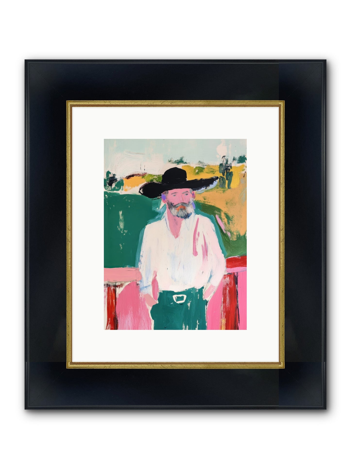 Longhorn Country Framed Print - Wide Black w/Gold 9x12
