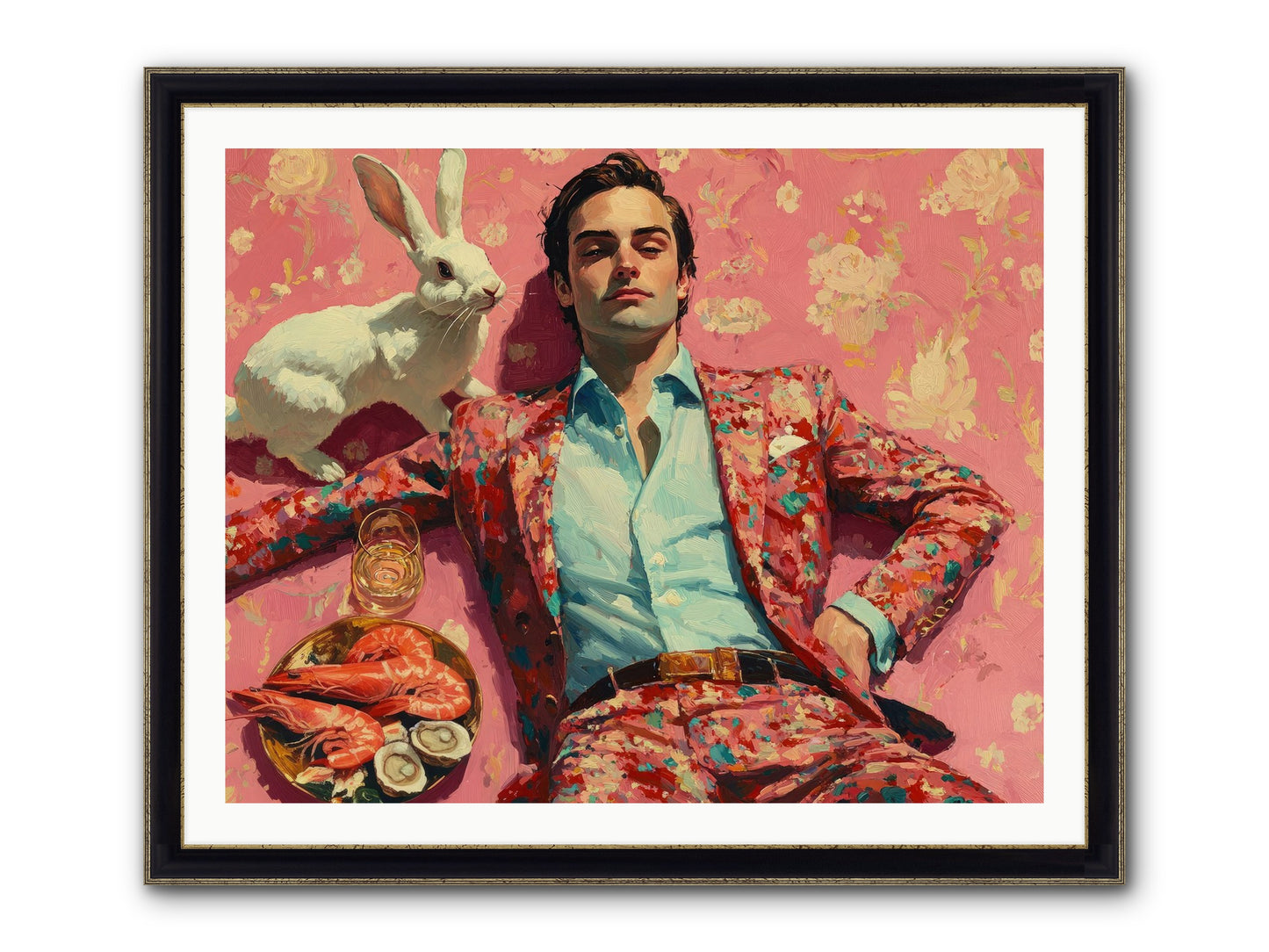 Lord Of Lazy Pleasures Framed Print - Black & Gold 40x32