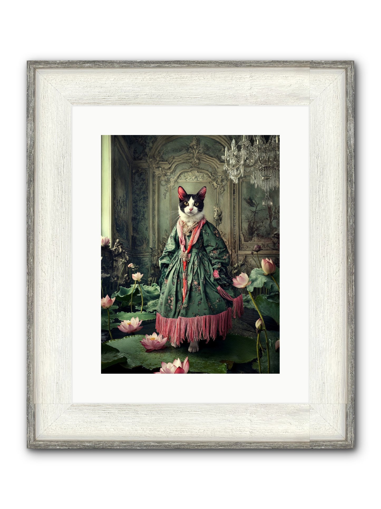 Lotus Light Dancing Framed Print - Driftwood White 12x16