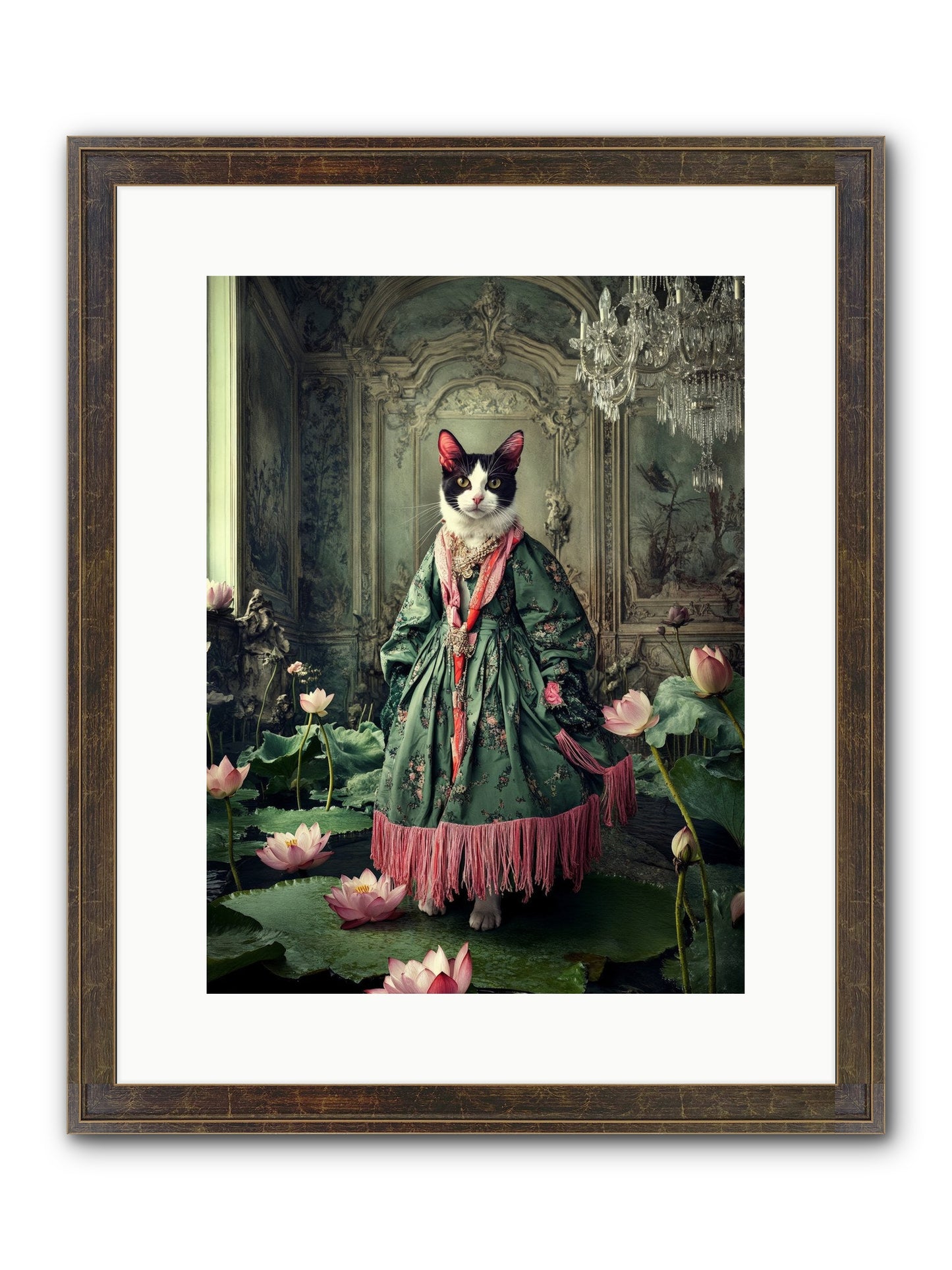 Lotus Light Dancing Framed Print - Slimwoods Black/Gold 12x16