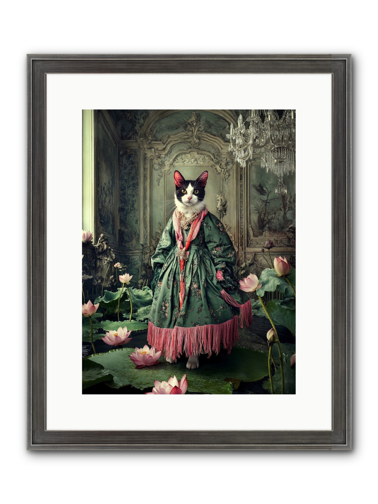 Lotus Light Dancing Framed Print - Slimwoods Black/Silver 12x16