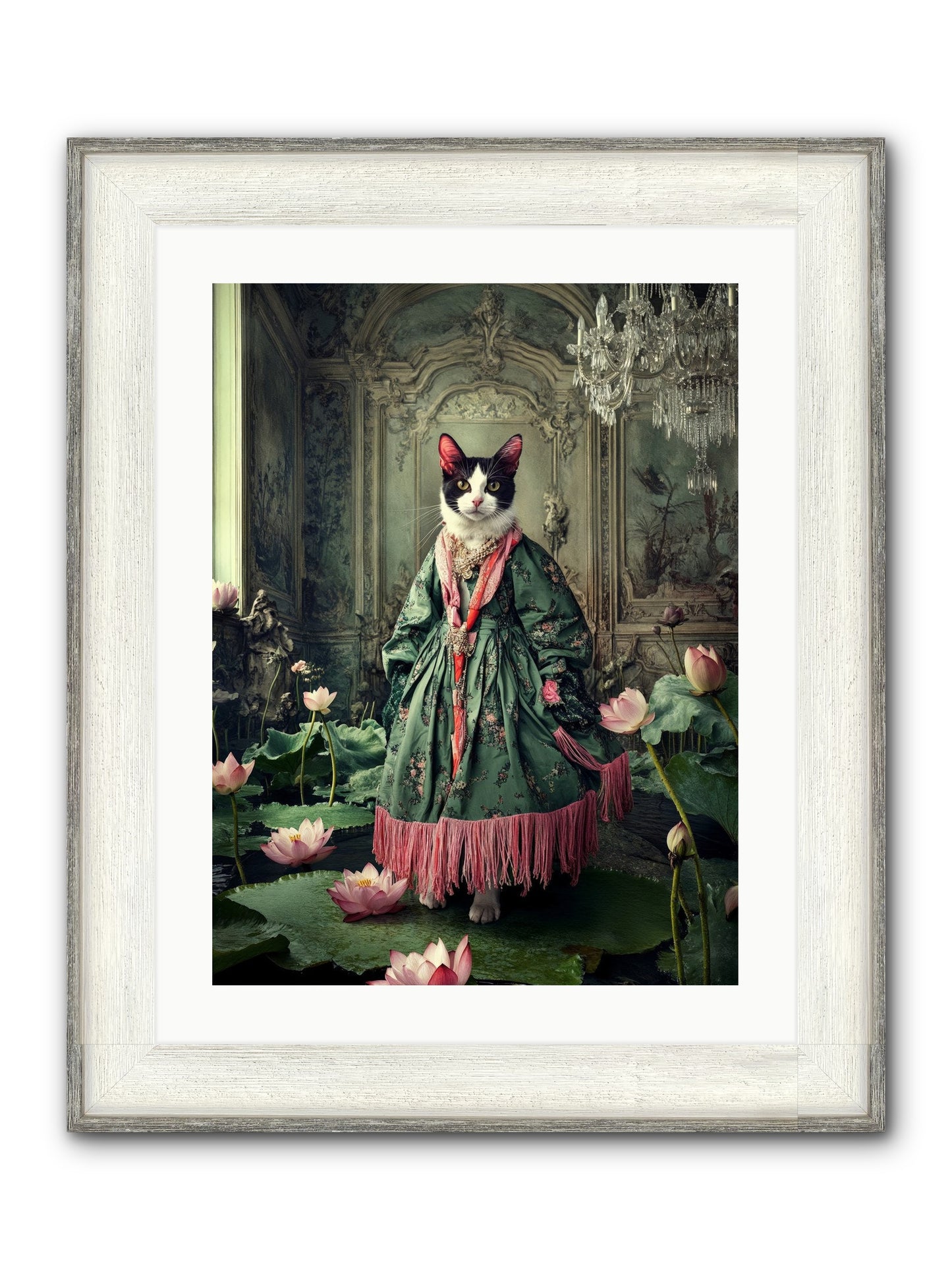 Lotus Light Dancing Framed Print - Driftwood White 18x24