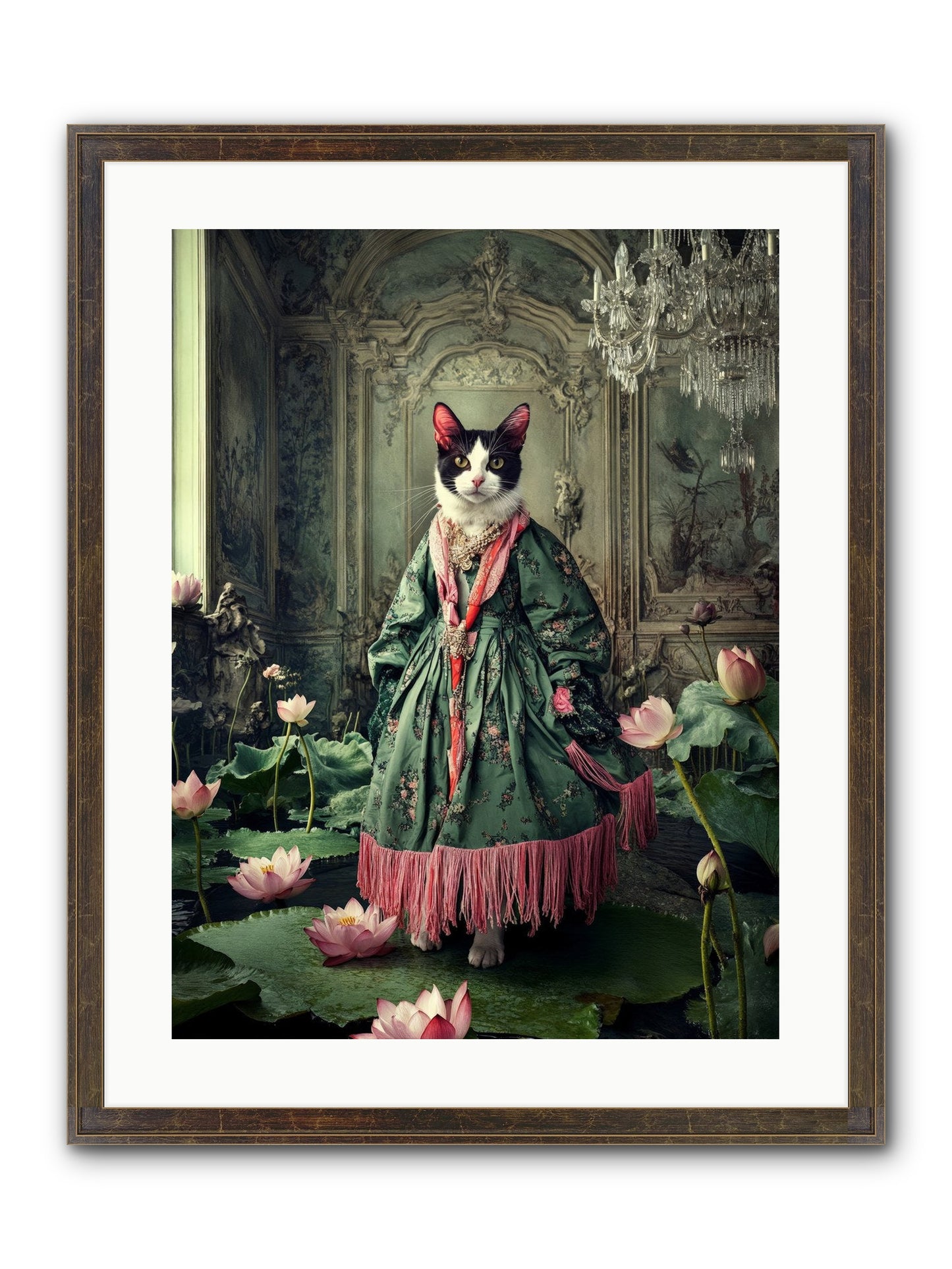 Lotus Light Dancing Framed Print - Slimwoods Black/Gold 18x24