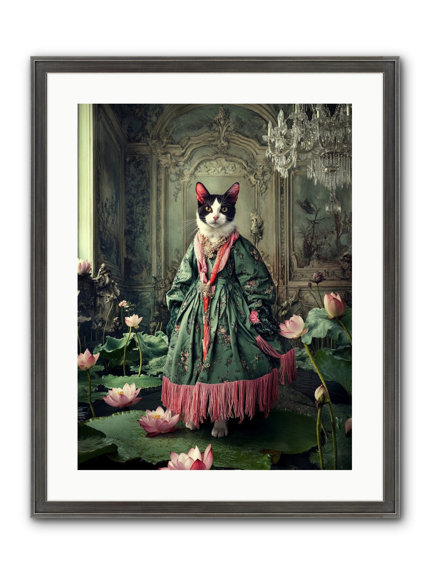 Lotus Light Dancing Framed Print - Slimwoods Black/Silver 18x24