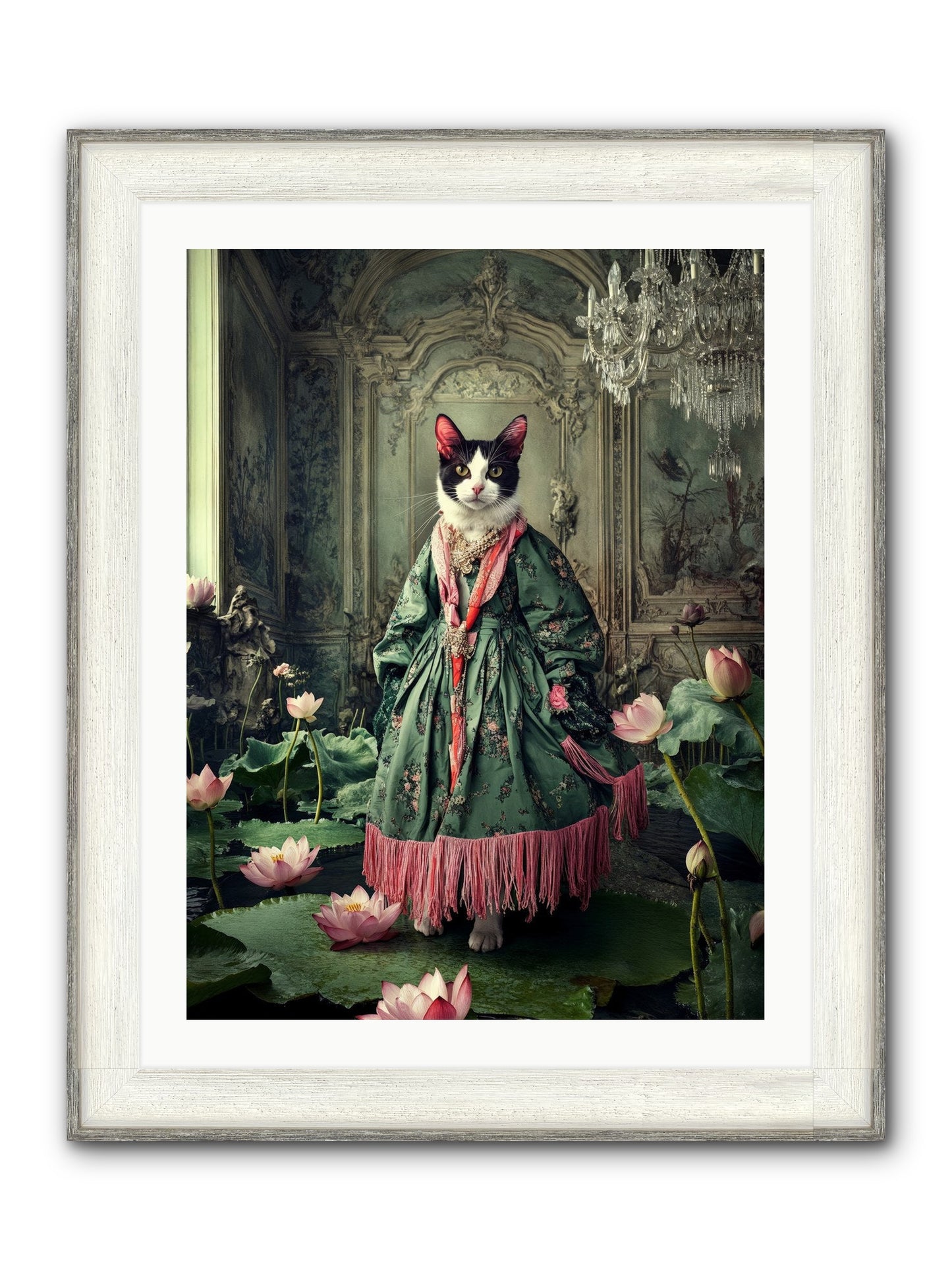 Lotus Light Dancing Framed Print - Driftwood White 24x32