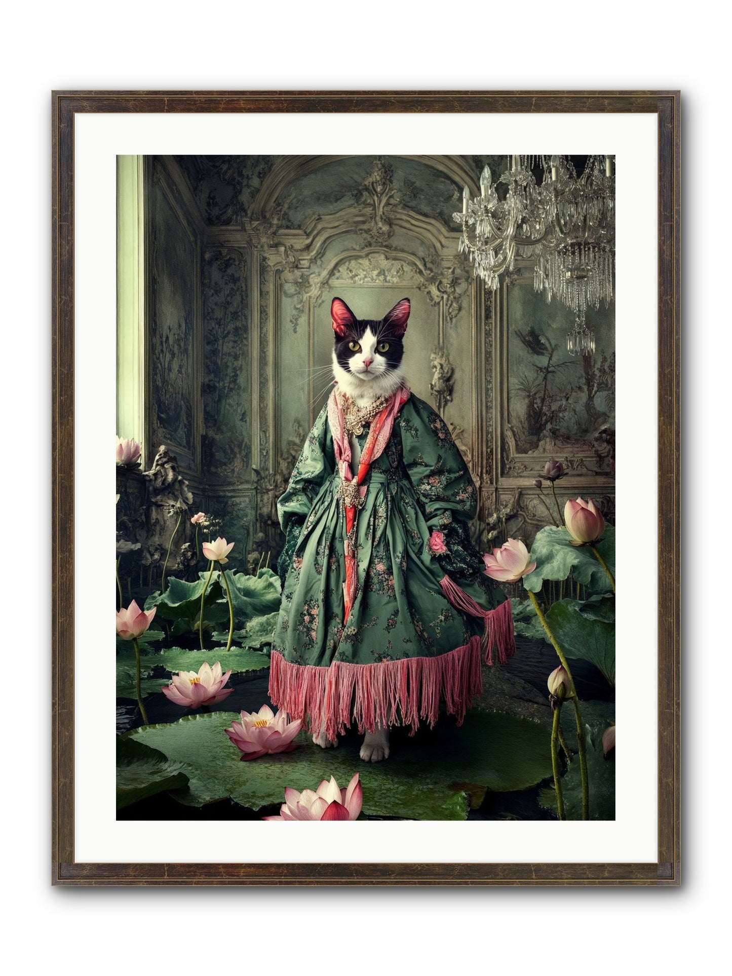 Lotus Light Dancing Framed Print - Slimwoods Black/Gold 24x32
