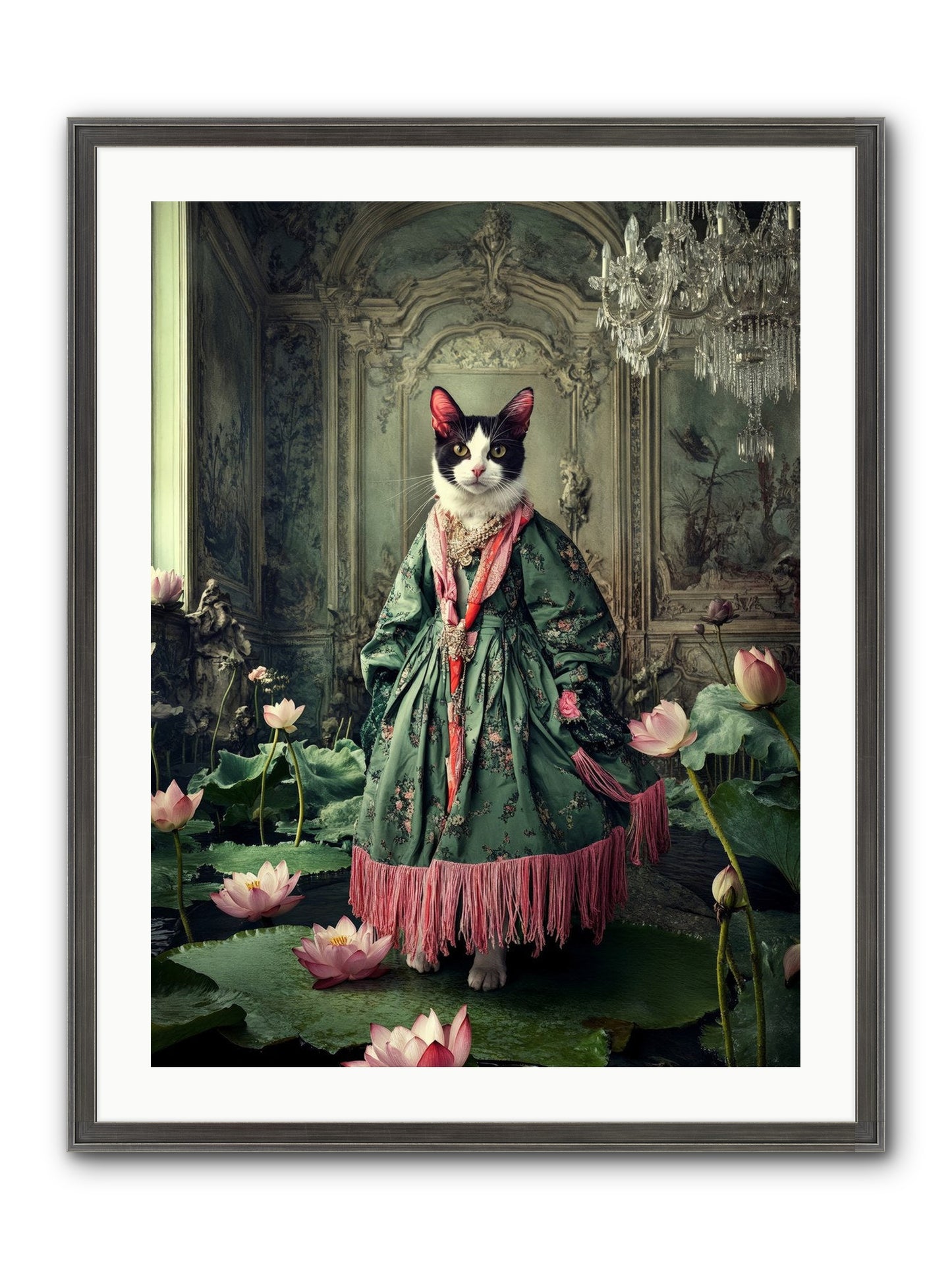 Lotus Light Dancing Framed Print - Slimwoods Black/Silver 24x32