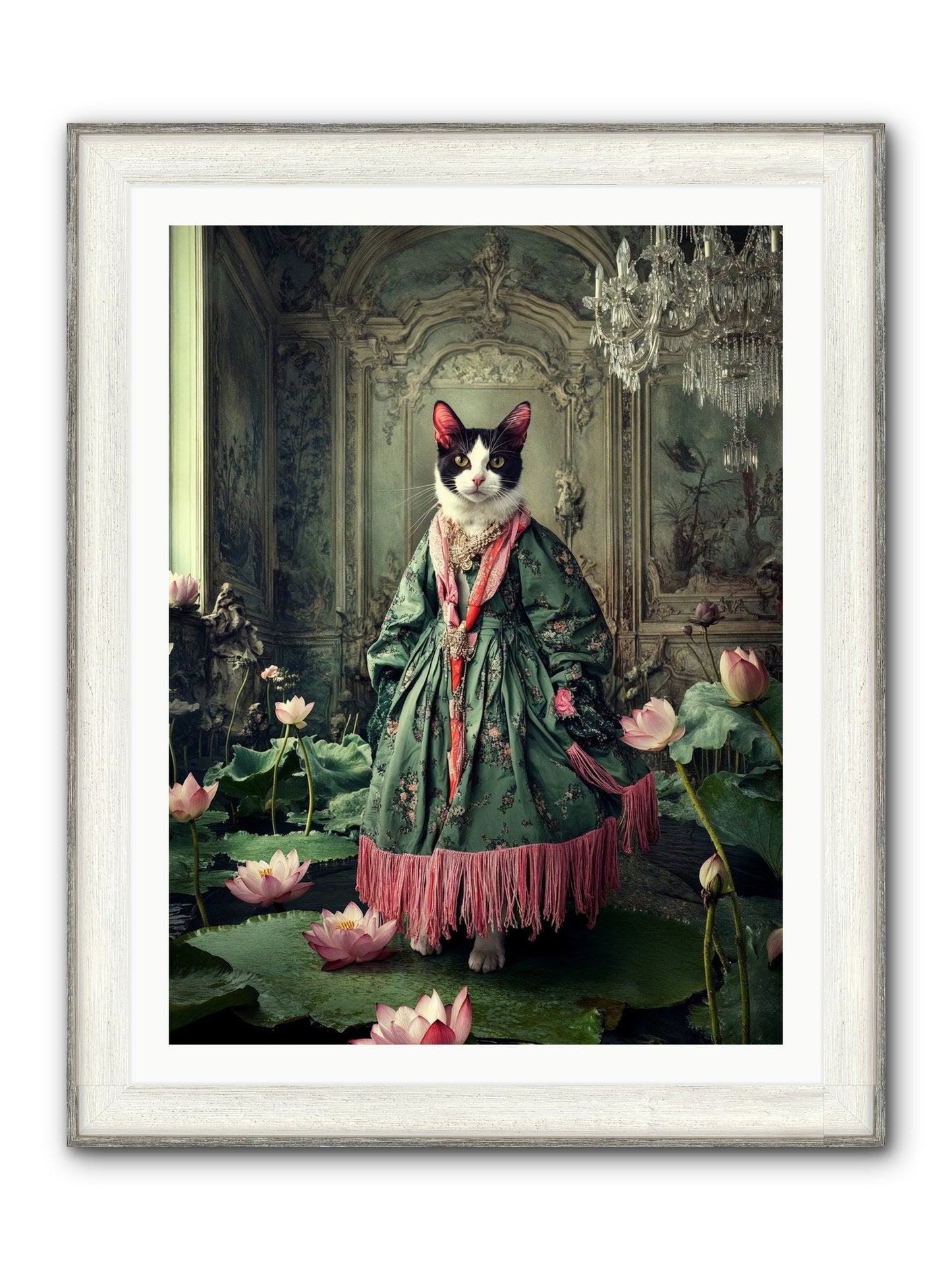 Lotus Light Dancing Framed Print - Driftwood White 30x40
